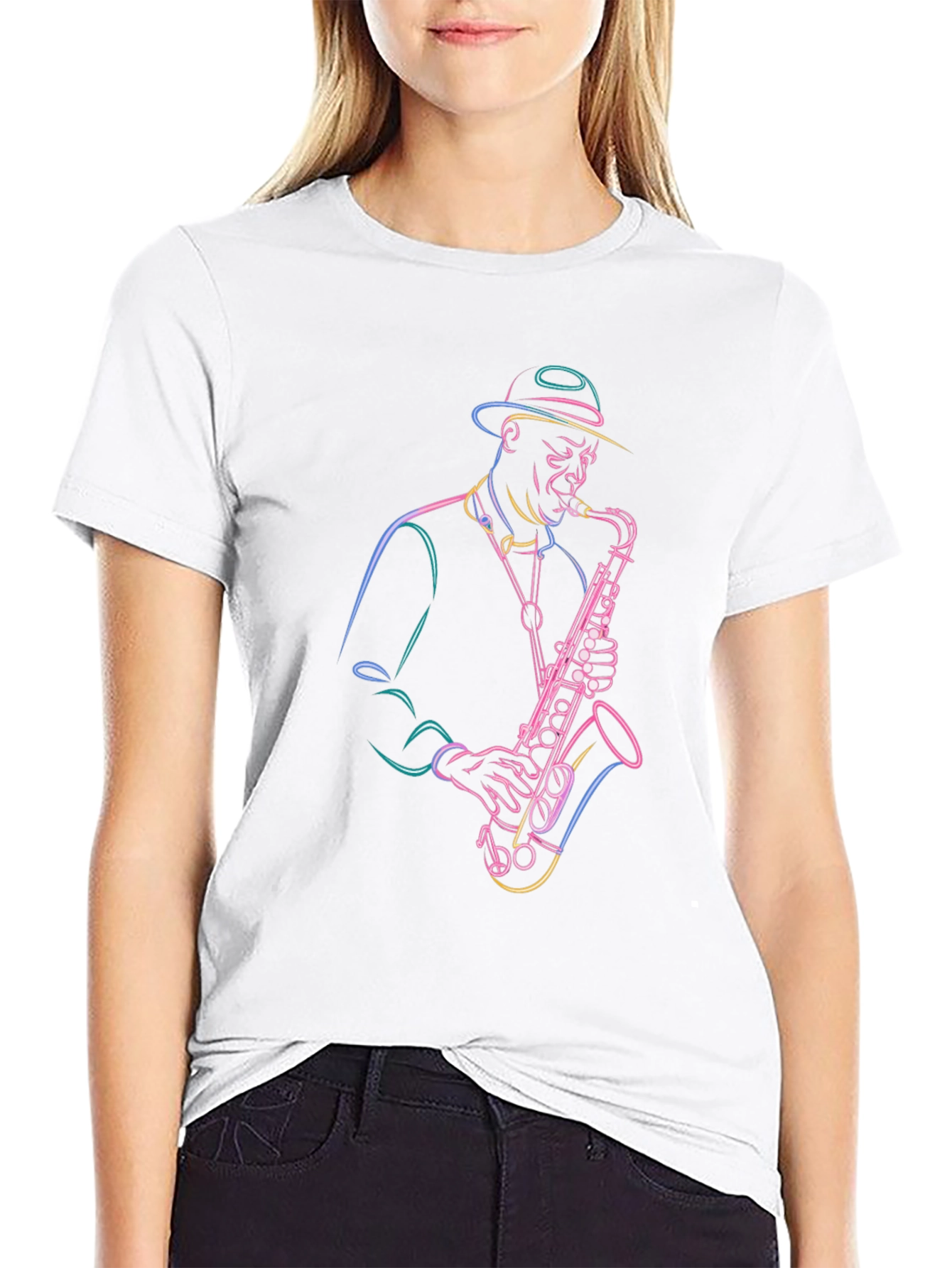 Neon Sax Player Graphic Tee