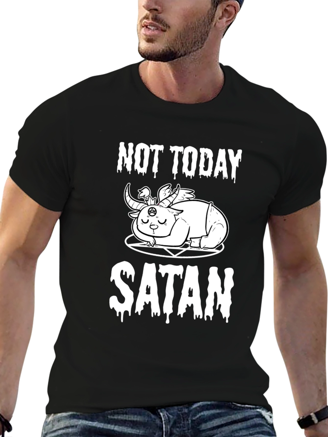 Not Today Satan T-Shirt - Cute Baphomet Design