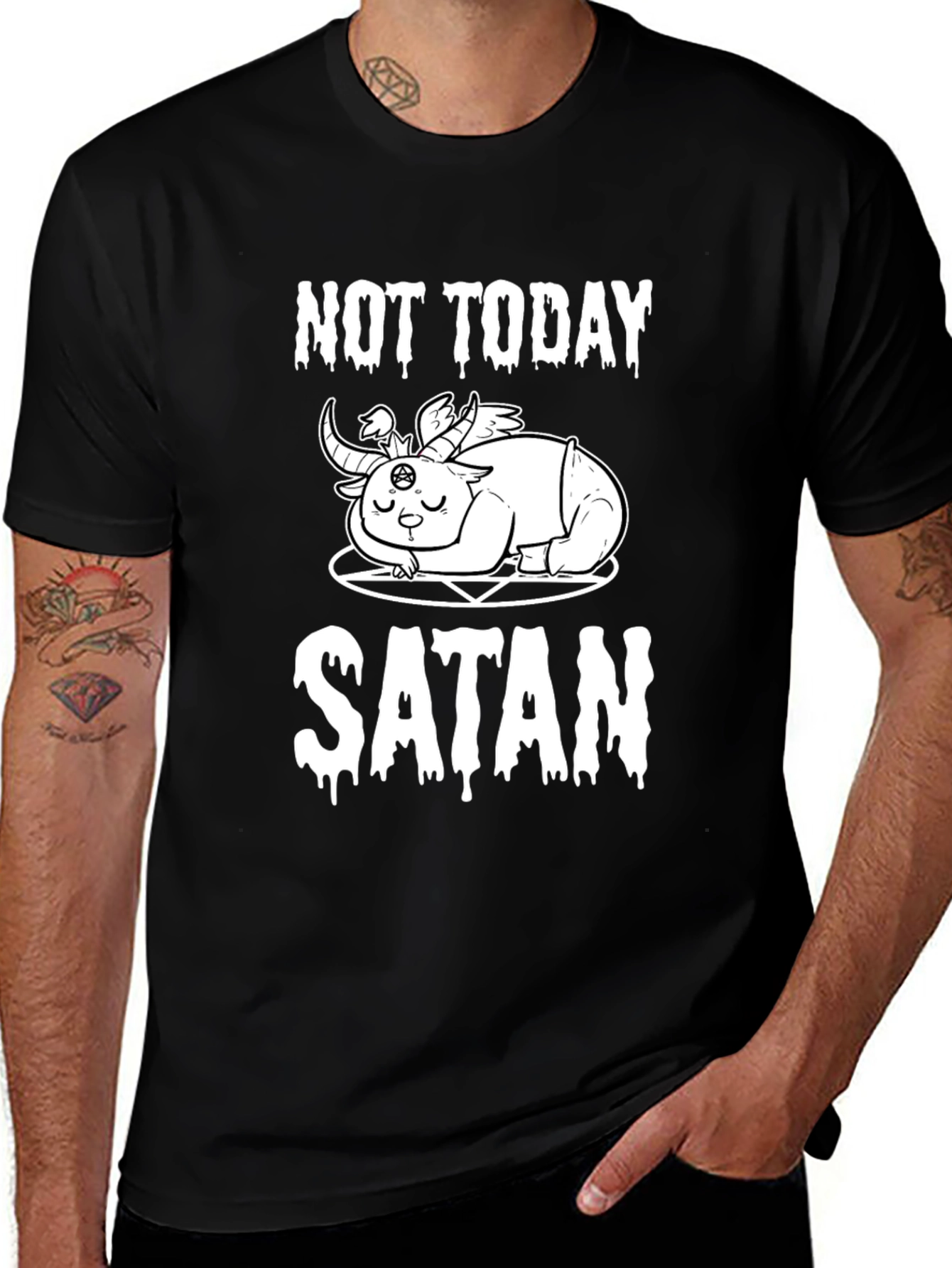 Not Today Satan T-Shirt - Cute Baphomet Design