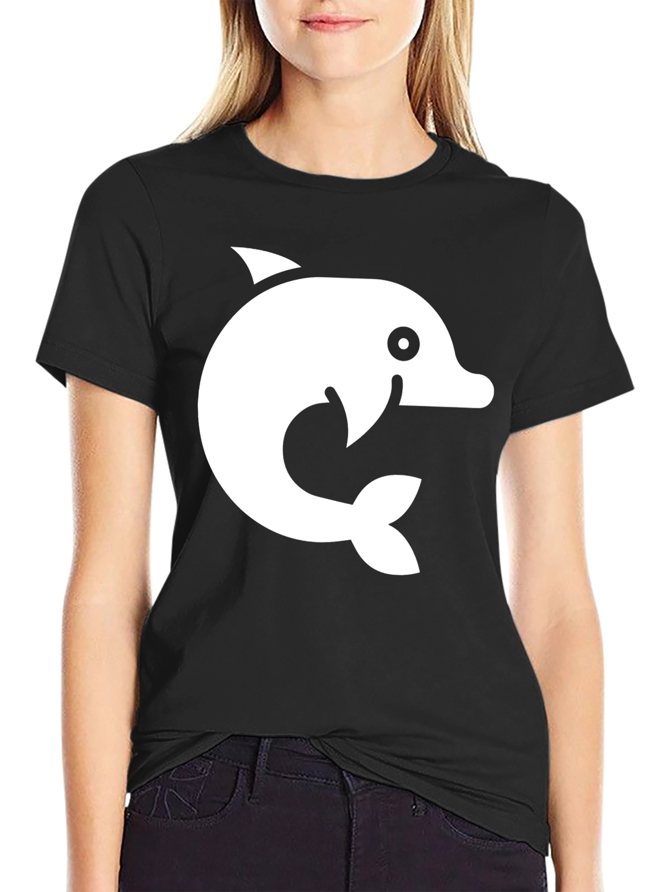 Dolphin Graphic Tee - Black Cotton Blend