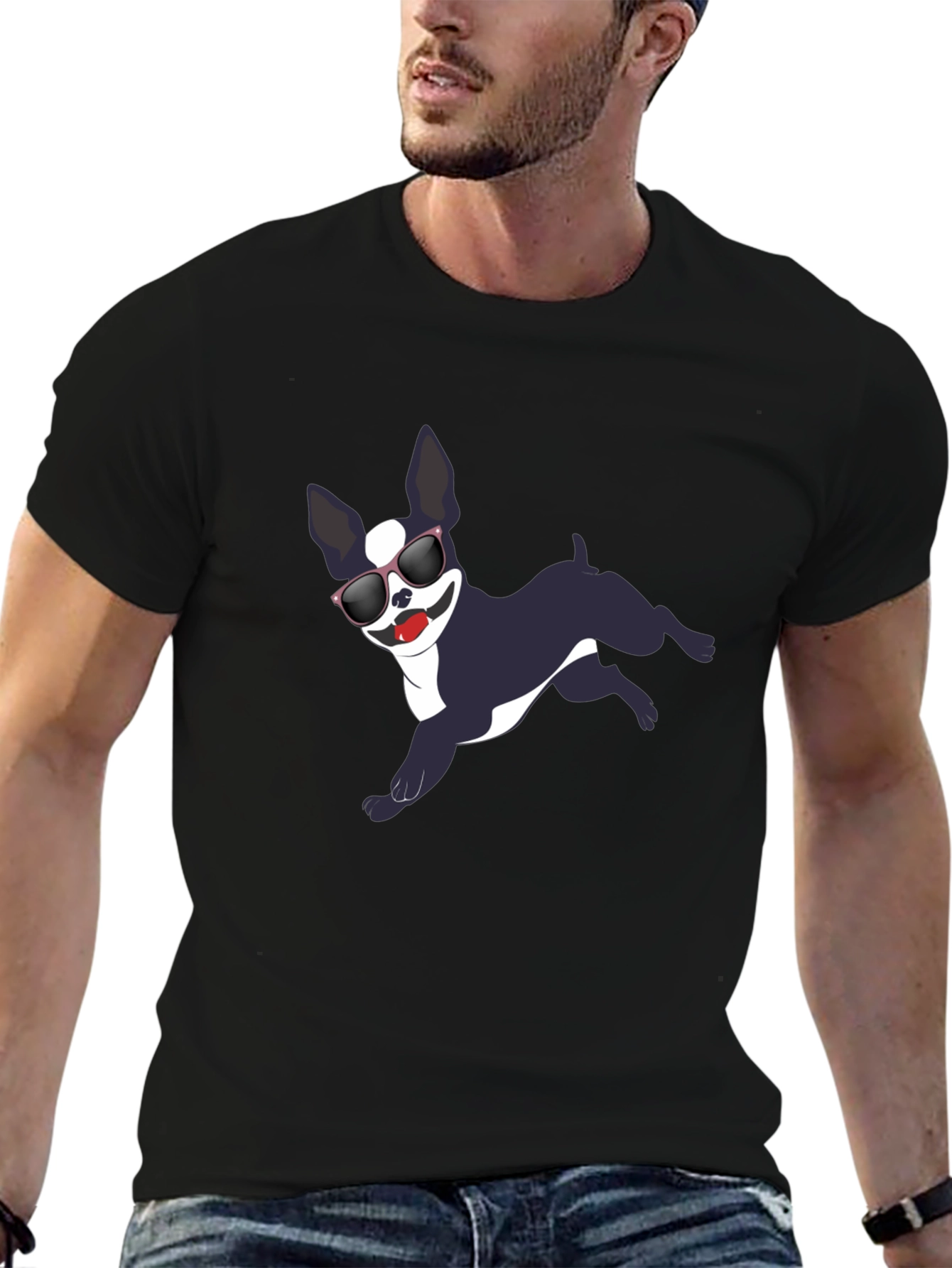 Cool Dog Graphic Tee - Black Cotton T-Shirt