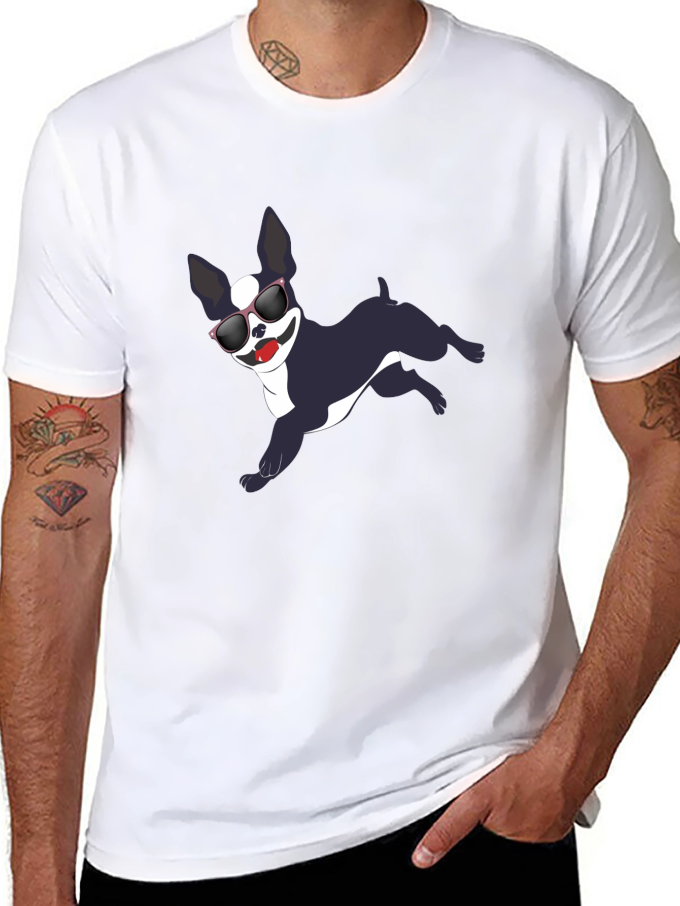 Cool Dog Graphic Tee - Black Cotton T-Shirt