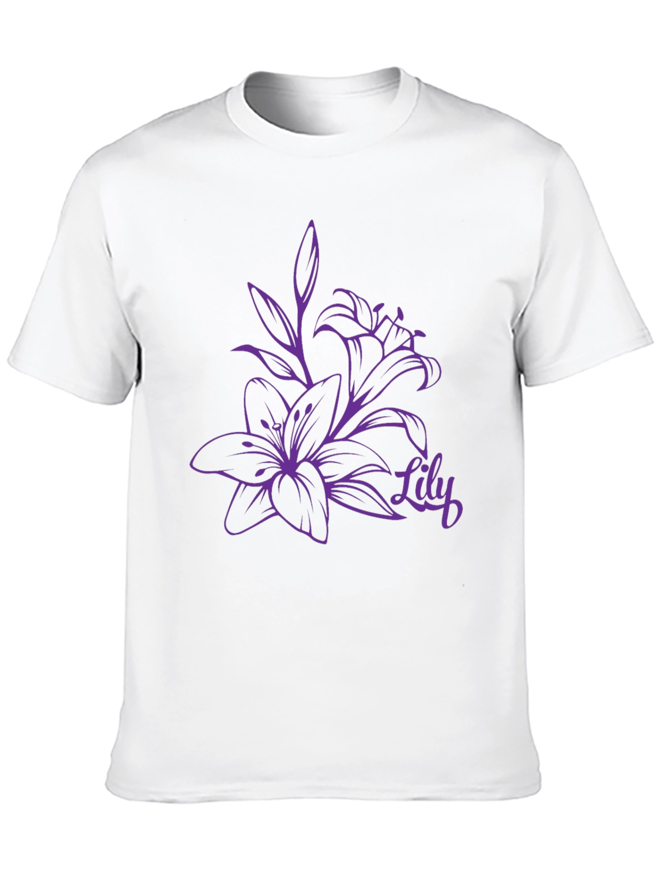 Lily Flower Graphic Black T-Shirt