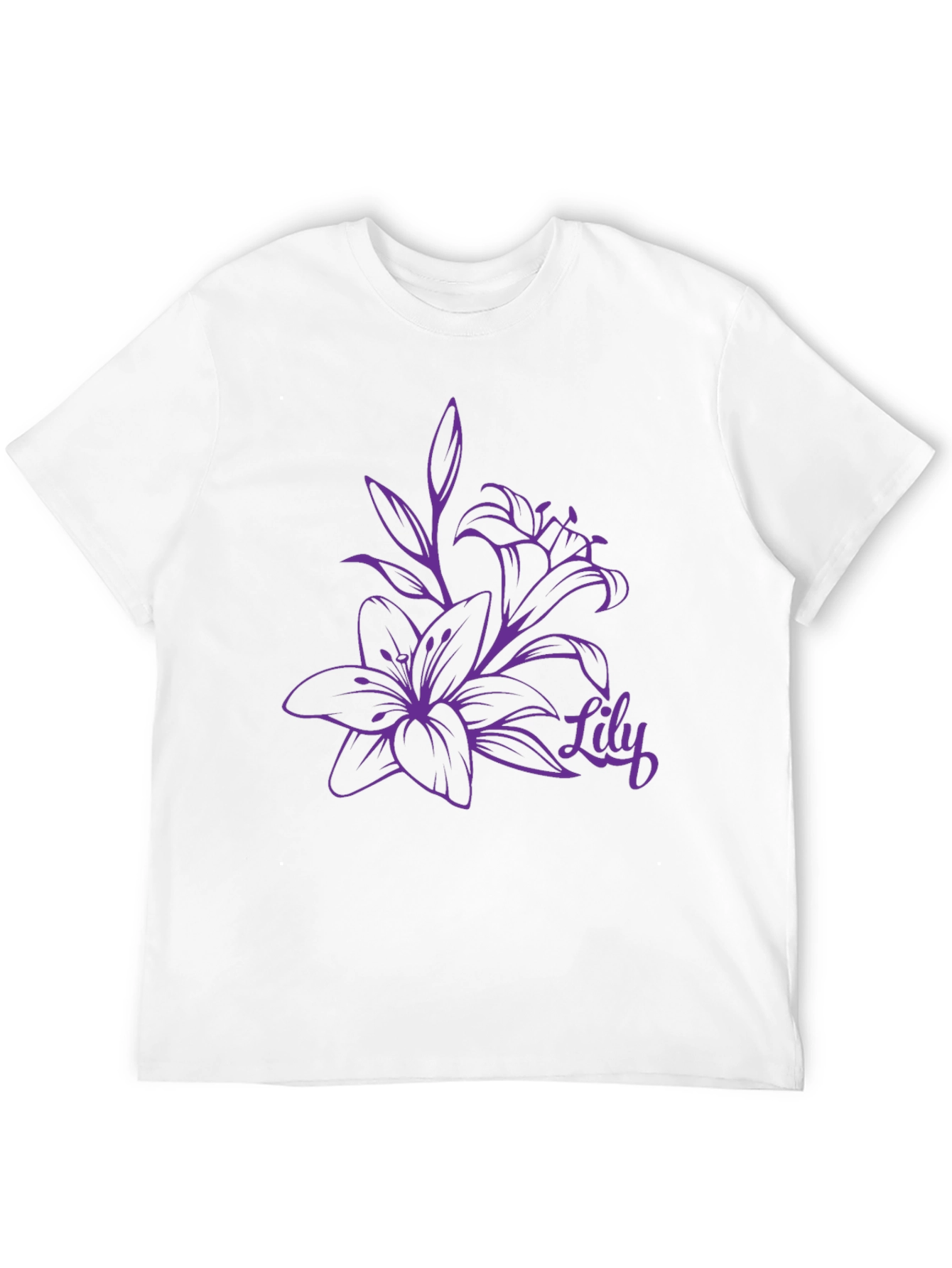 Lily Flower Graphic Black T-Shirt