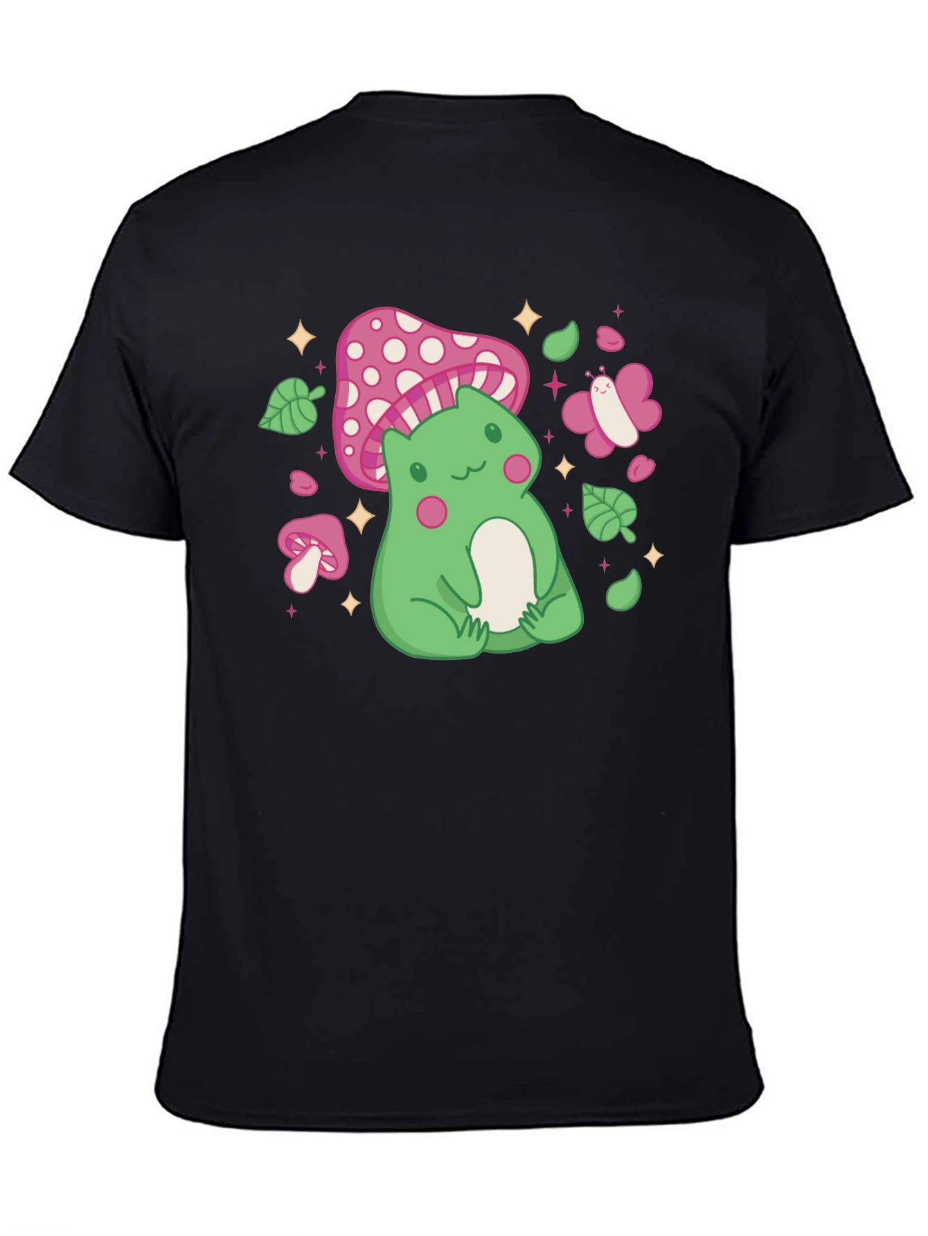 Cute Frog & Mushroom Graphic Tee - Whimsical Style