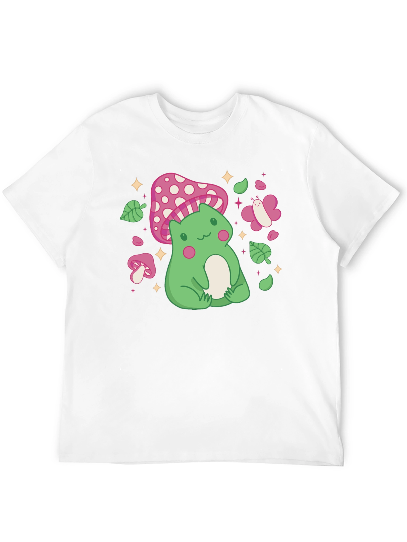 Cute Frog & Mushroom Graphic Tee - Whimsical Style