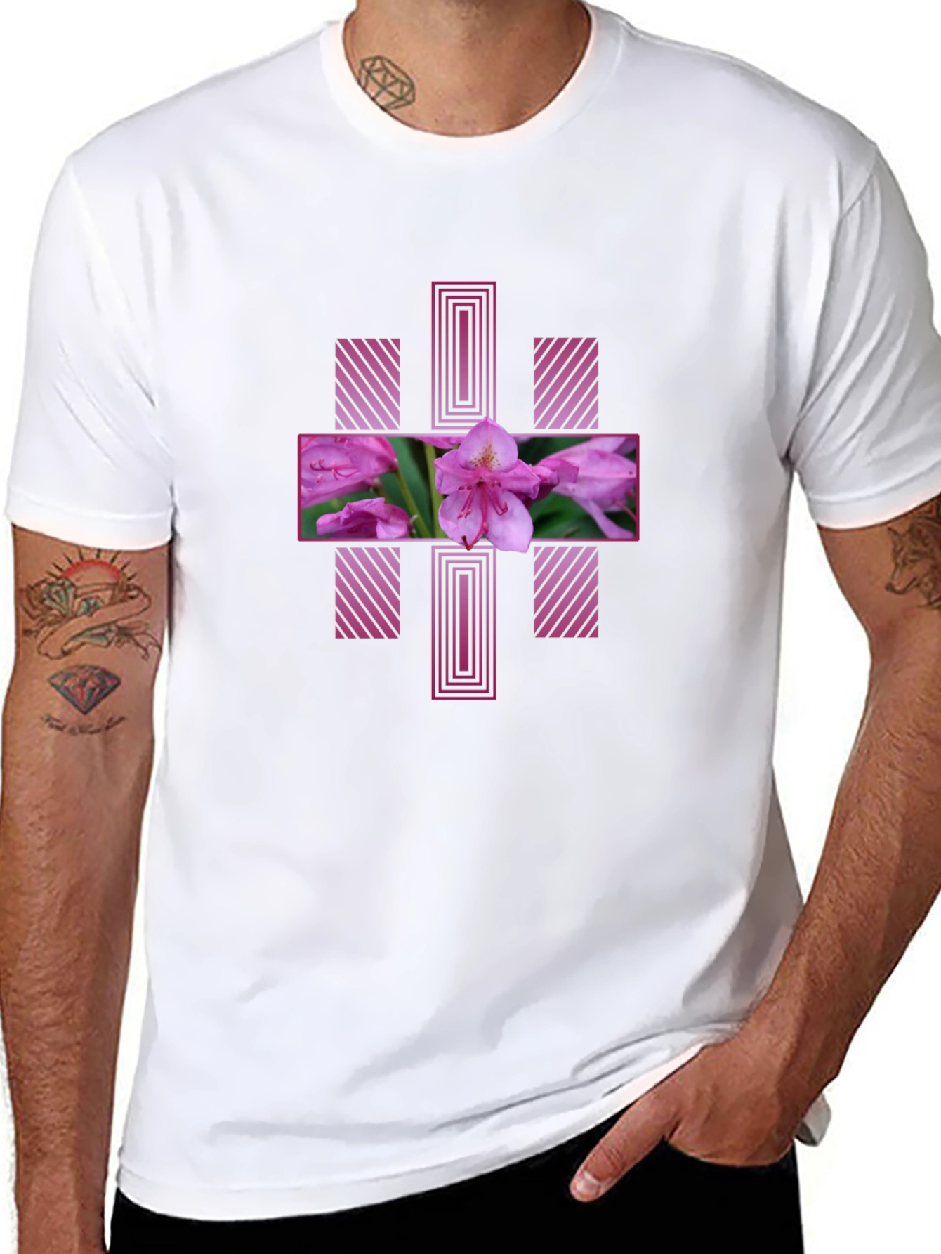 Floral Cross Graphic Tee - Stylish Mens T-Shirt