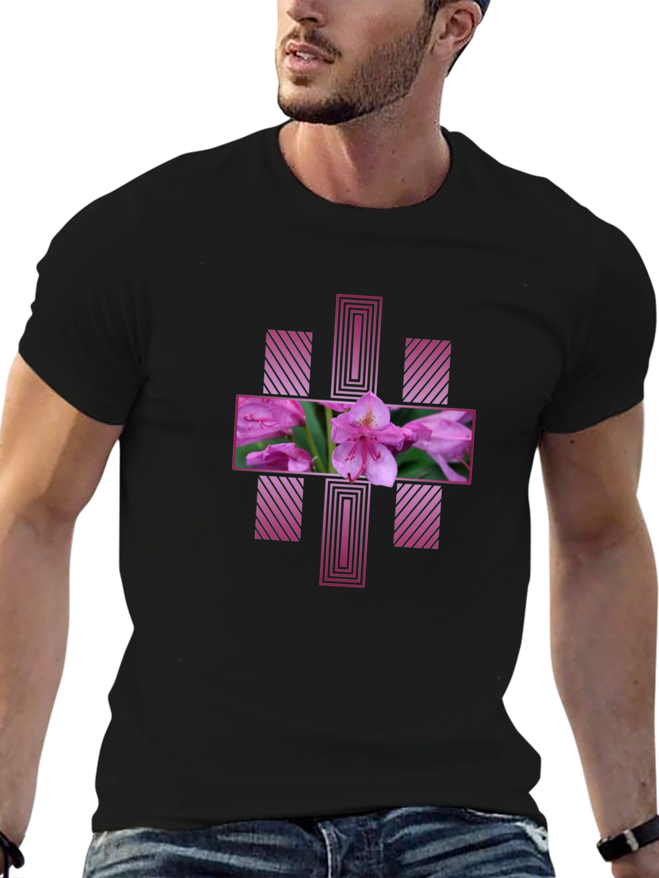 Floral Cross Graphic Tee - Stylish Mens T-Shirt