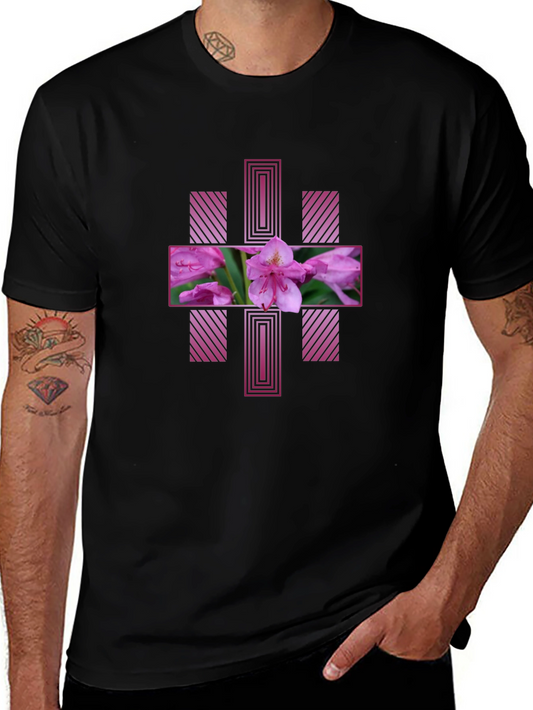 Floral Cross Graphic Tee - Stylish Mens T-Shirt