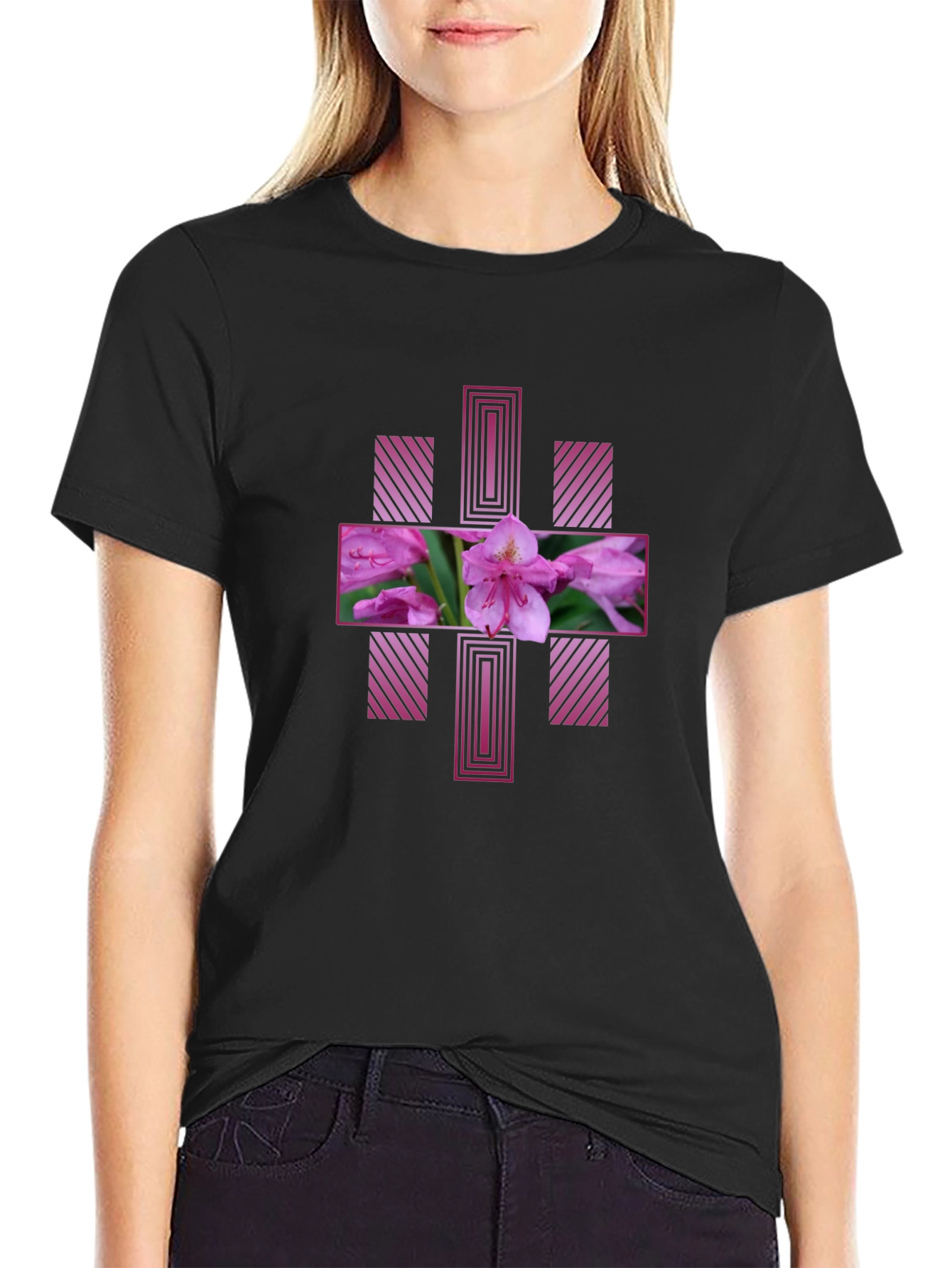 Floral Cross Graphic Tee - Stylish Mens T-Shirt