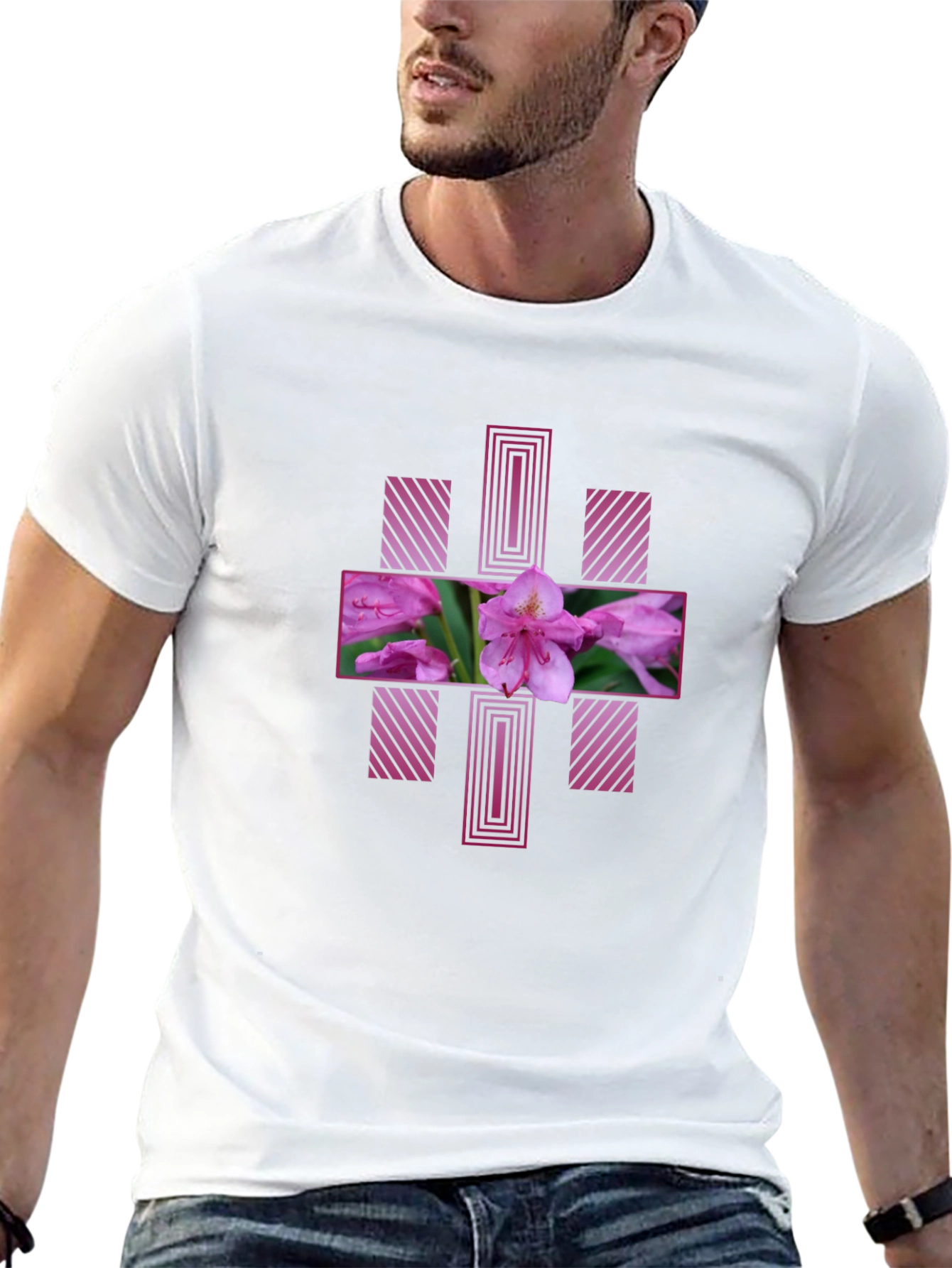 Floral Cross Graphic Tee - Stylish Mens T-Shirt