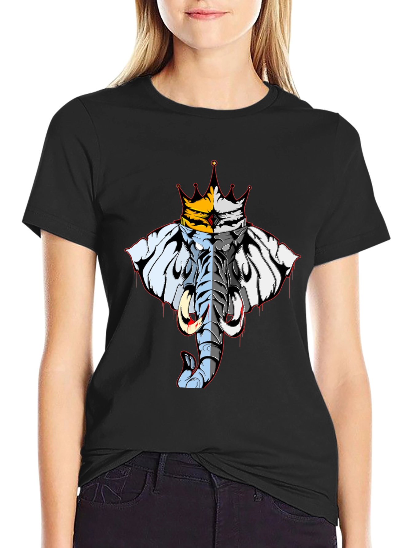 Elephant King Graphic Tee - Black Cotton Blend