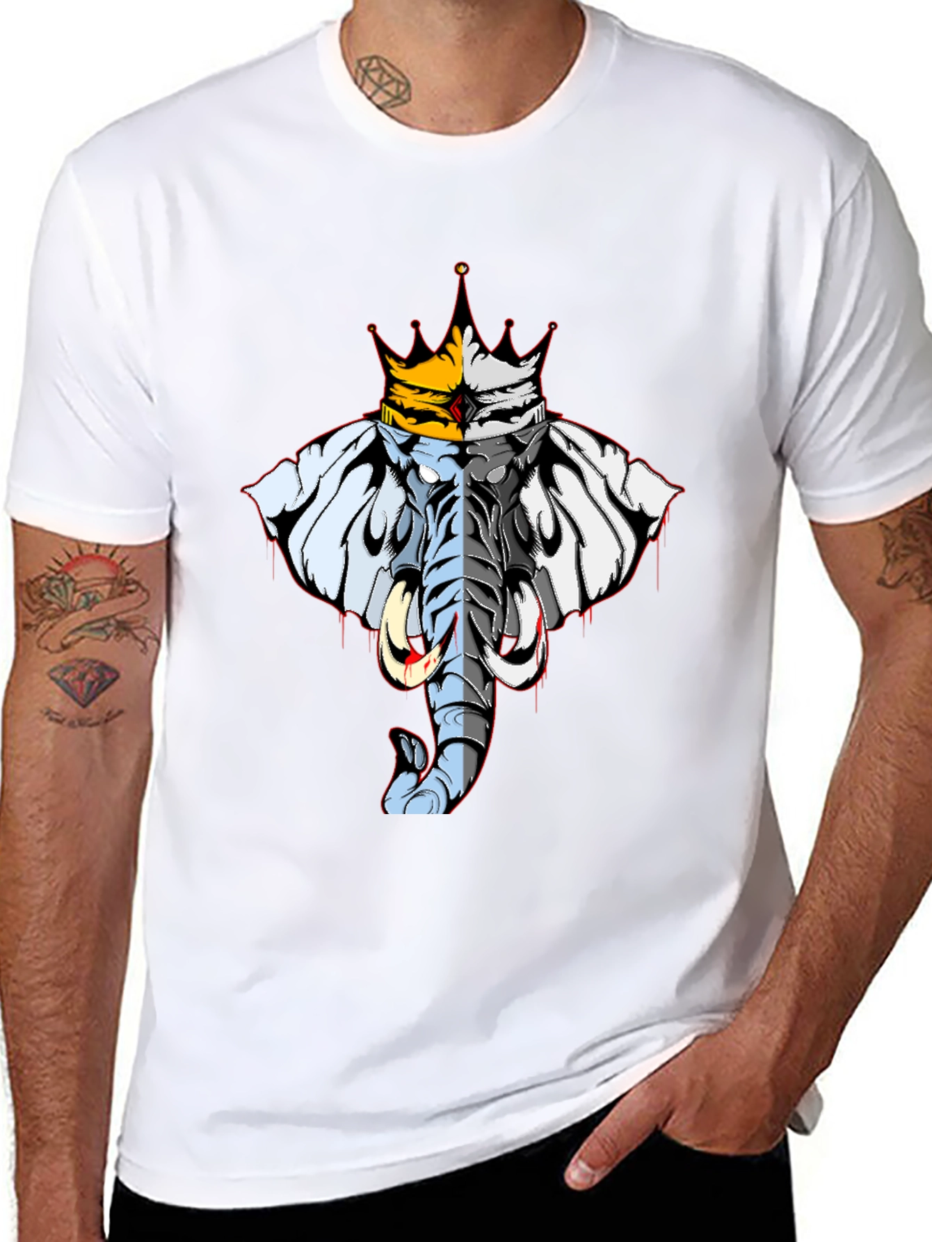 Elephant King Graphic Tee - Black Cotton Blend