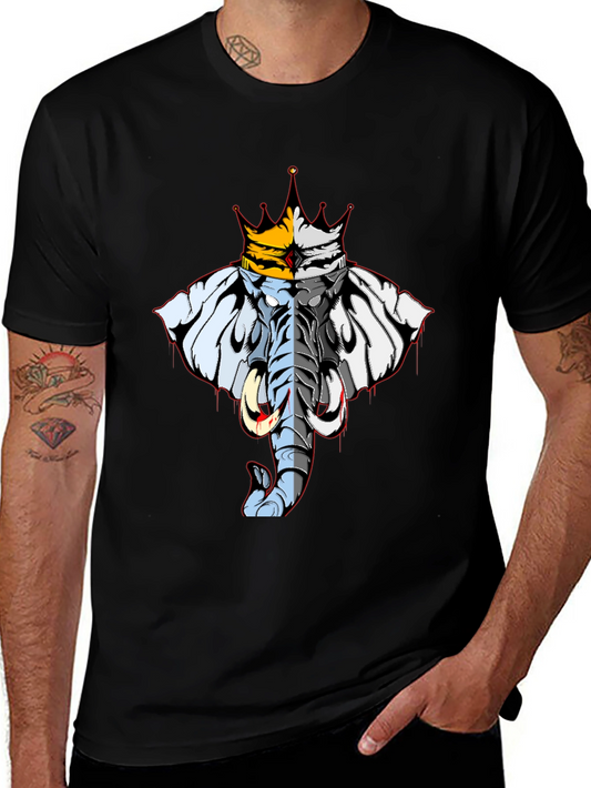 Elephant King Graphic Tee - Black Cotton Blend