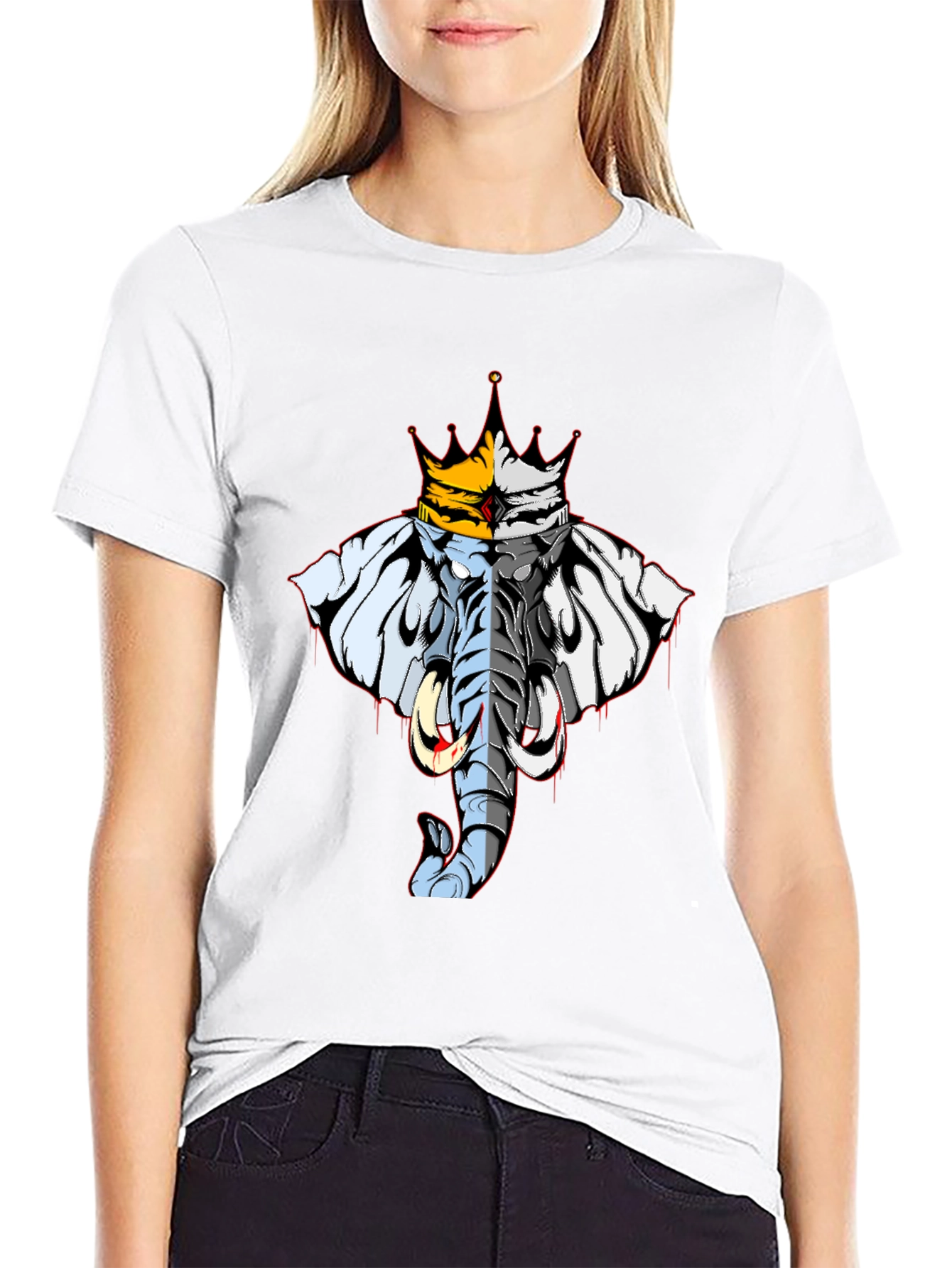 Elephant King Graphic Tee - Black Cotton Blend