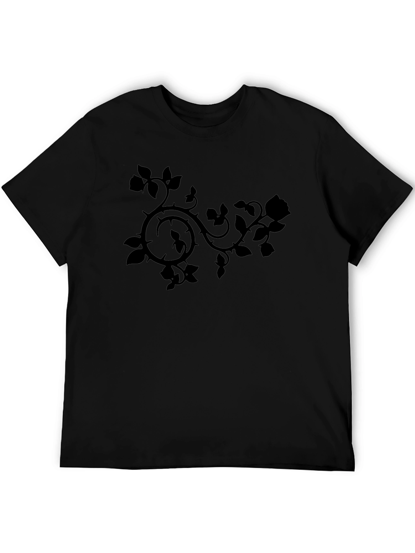 Rose Vine Graphic T-Shirt - Black