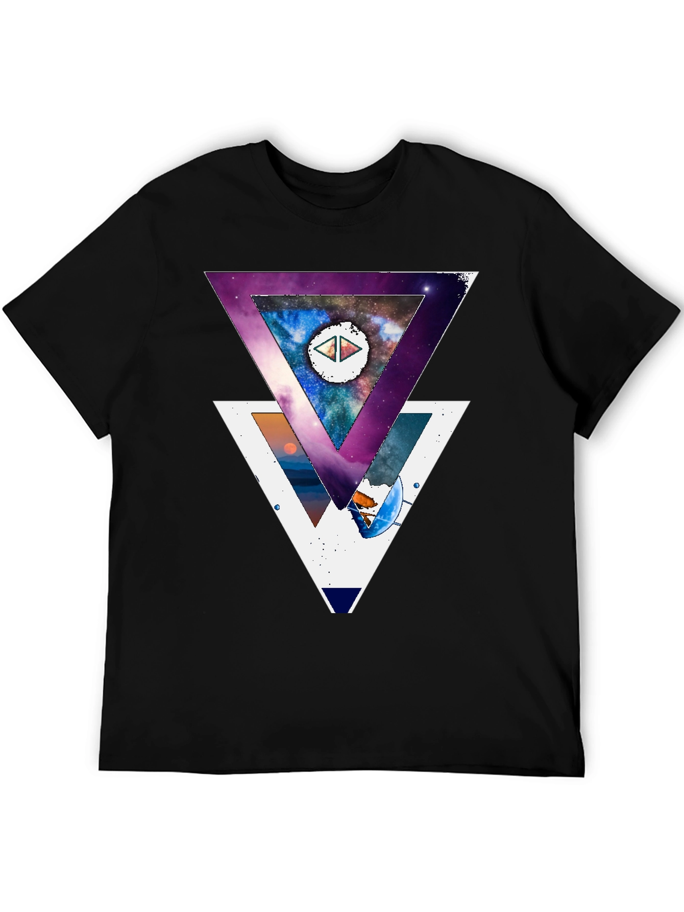 Geometric Galaxy T-Shirt - Modern Abstract Design
