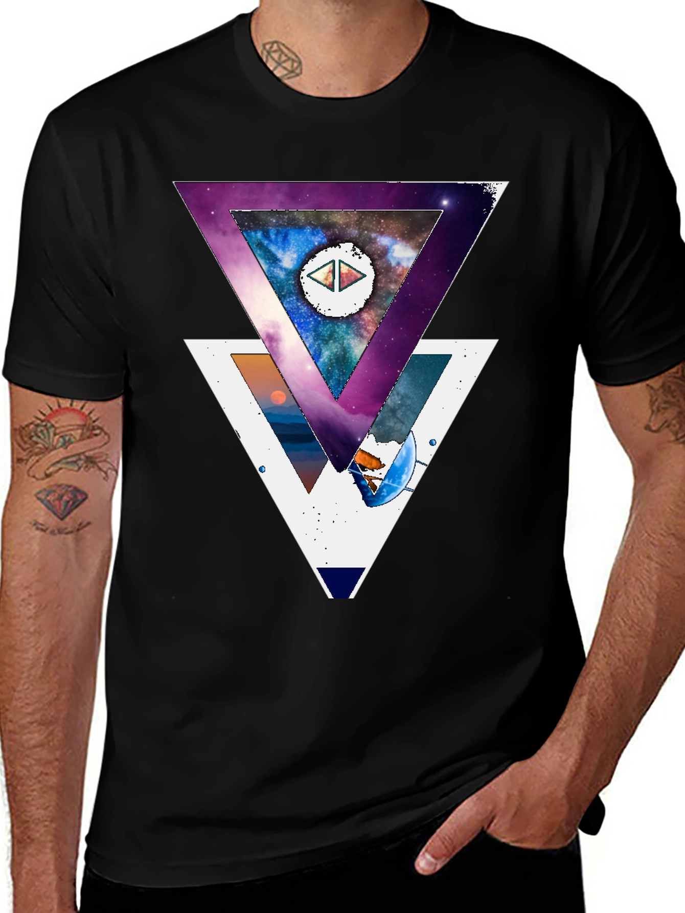 Geometric Galaxy T-Shirt - Modern Abstract Design