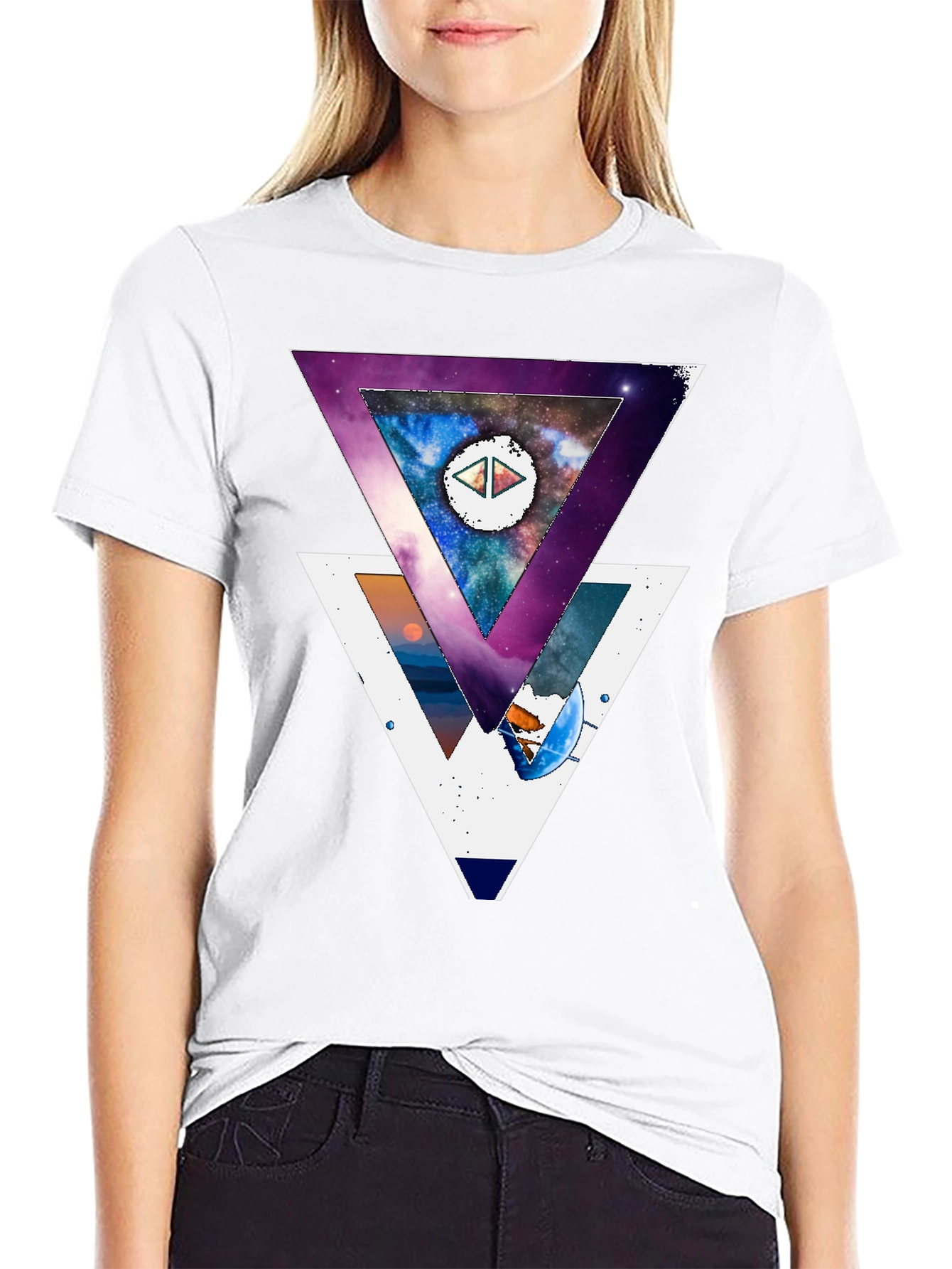 Geometric Galaxy T-Shirt - Modern Abstract Design