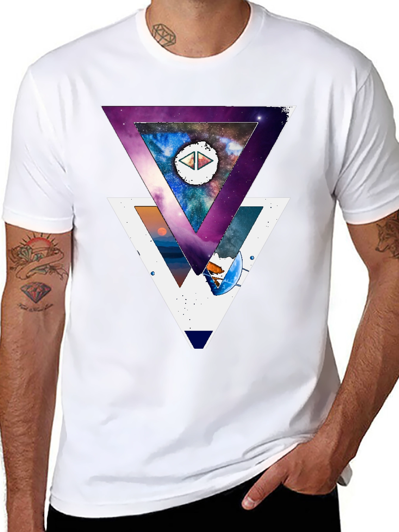 Geometric Galaxy T-Shirt - Modern Abstract Design