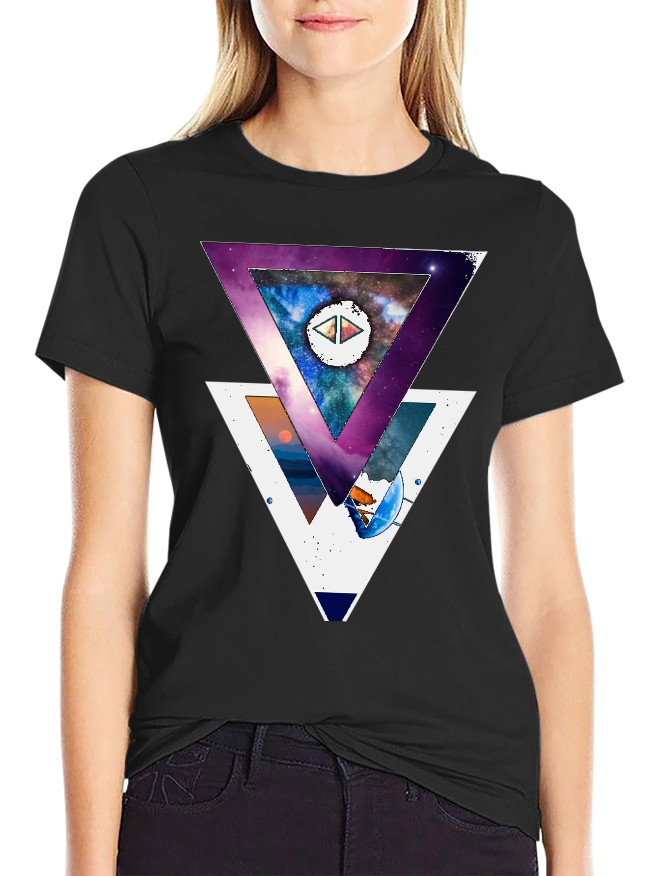 Geometric Galaxy T-Shirt - Modern Abstract Design