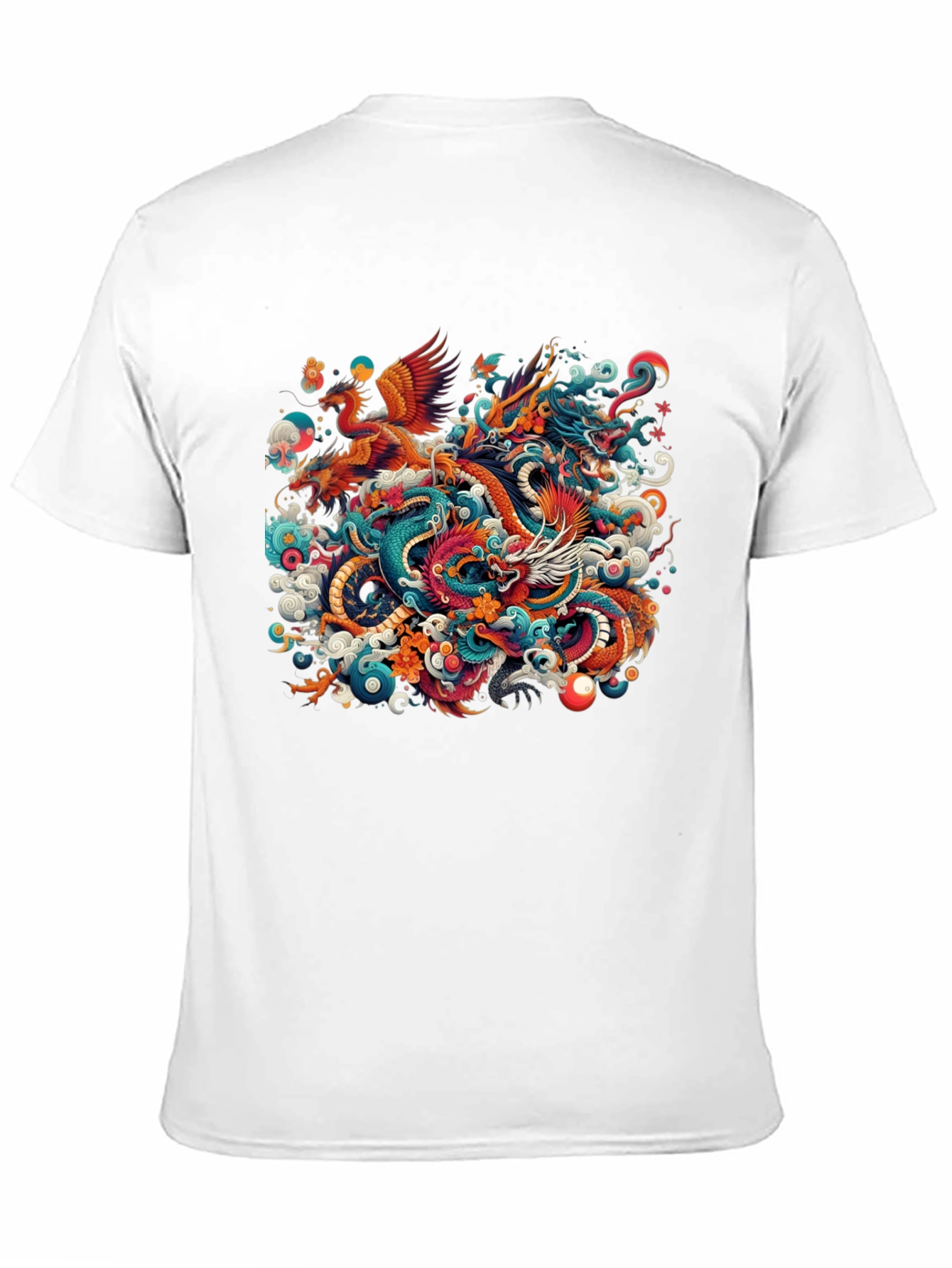 Phoenix and Dragon Graphic Black T-Shirt