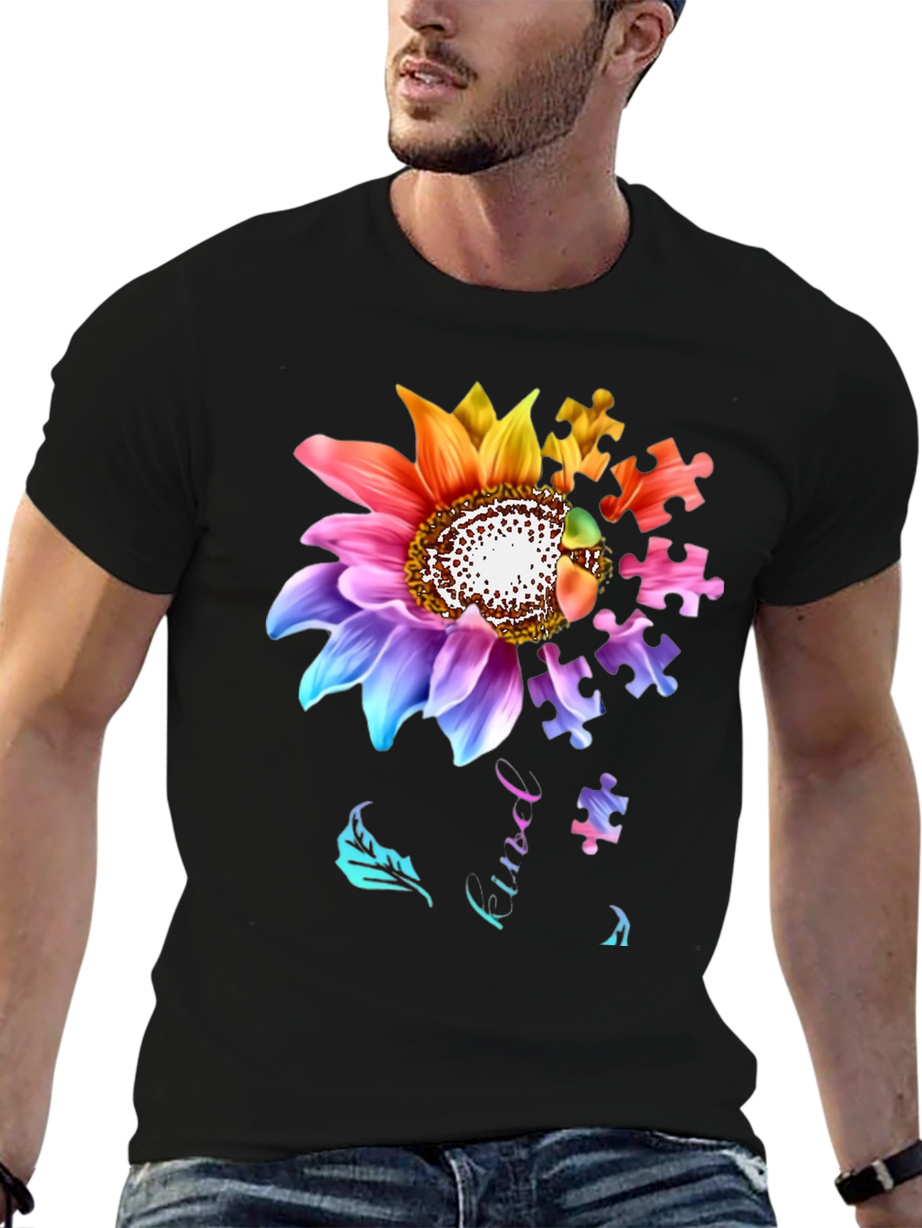 Autism Awareness Sunflower Puzzle Piece T-Shirt