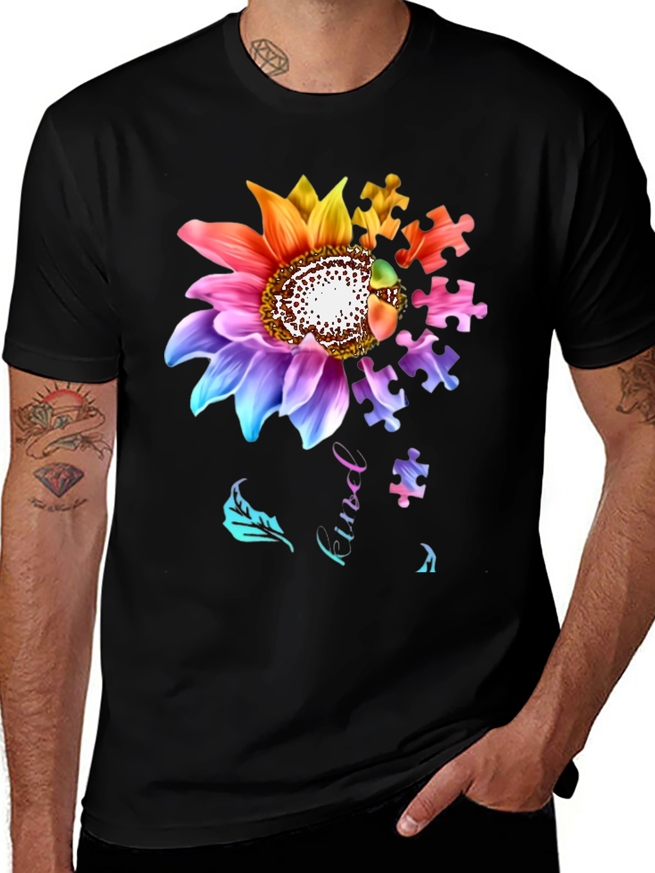 Autism Awareness Sunflower Puzzle Piece T-Shirt