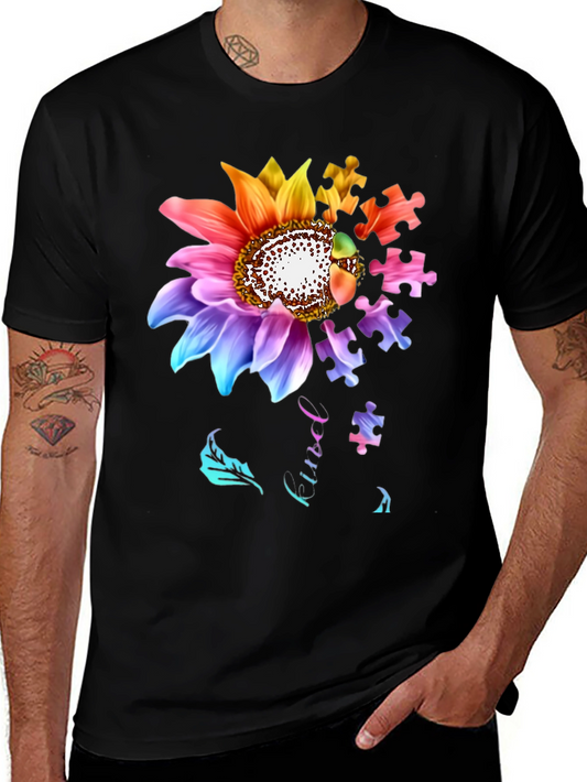 Autism Awareness Sunflower Puzzle Piece T-Shirt
