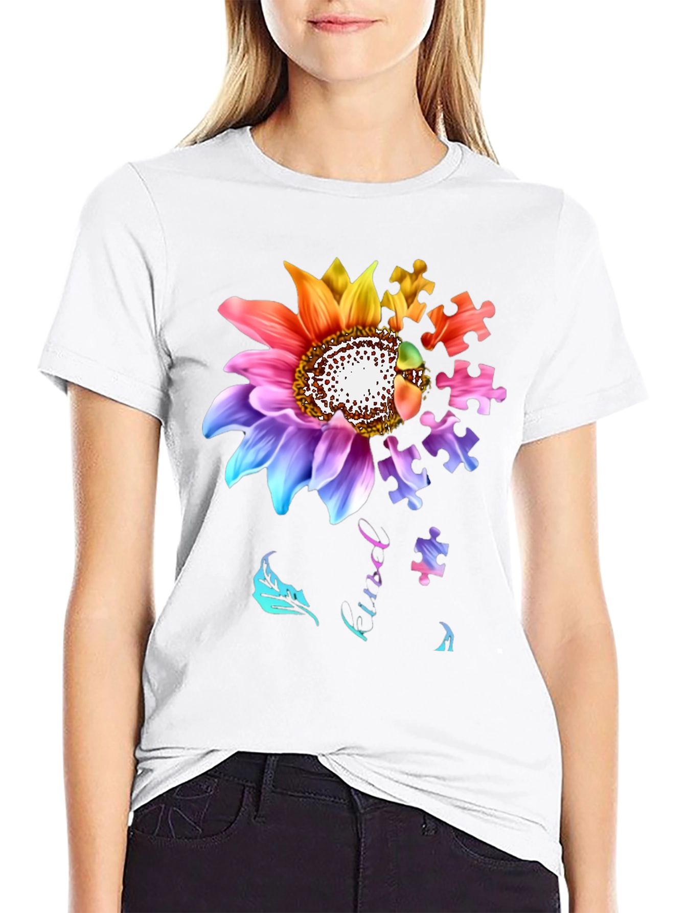 Autism Awareness Sunflower Puzzle Piece T-Shirt