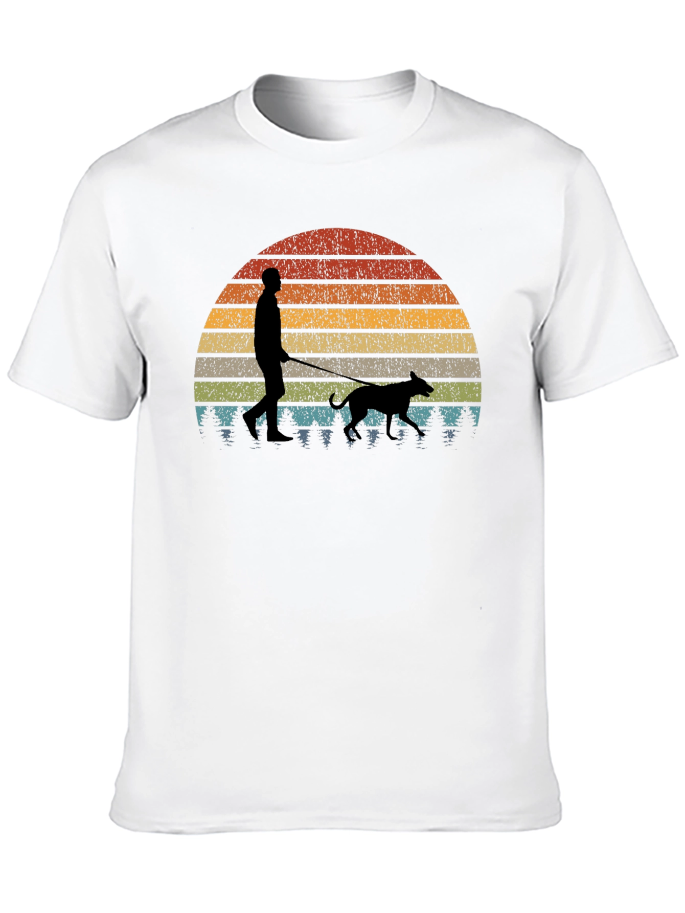 Retro Sunset Dog Walk T-Shirt