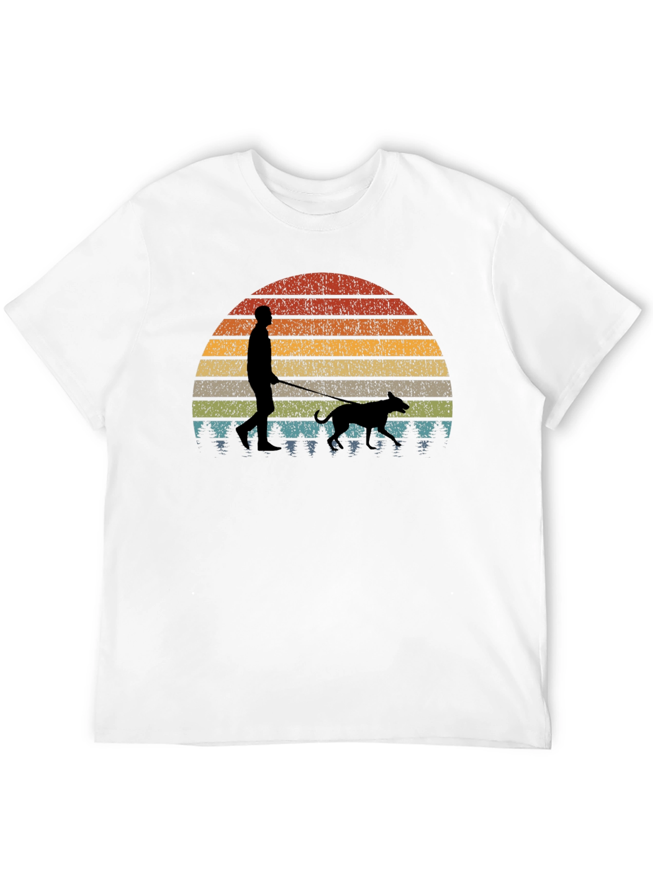Retro Sunset Dog Walk T-Shirt