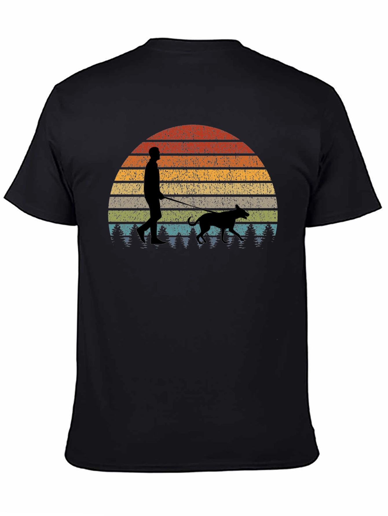 Retro Sunset Dog Walk T-Shirt