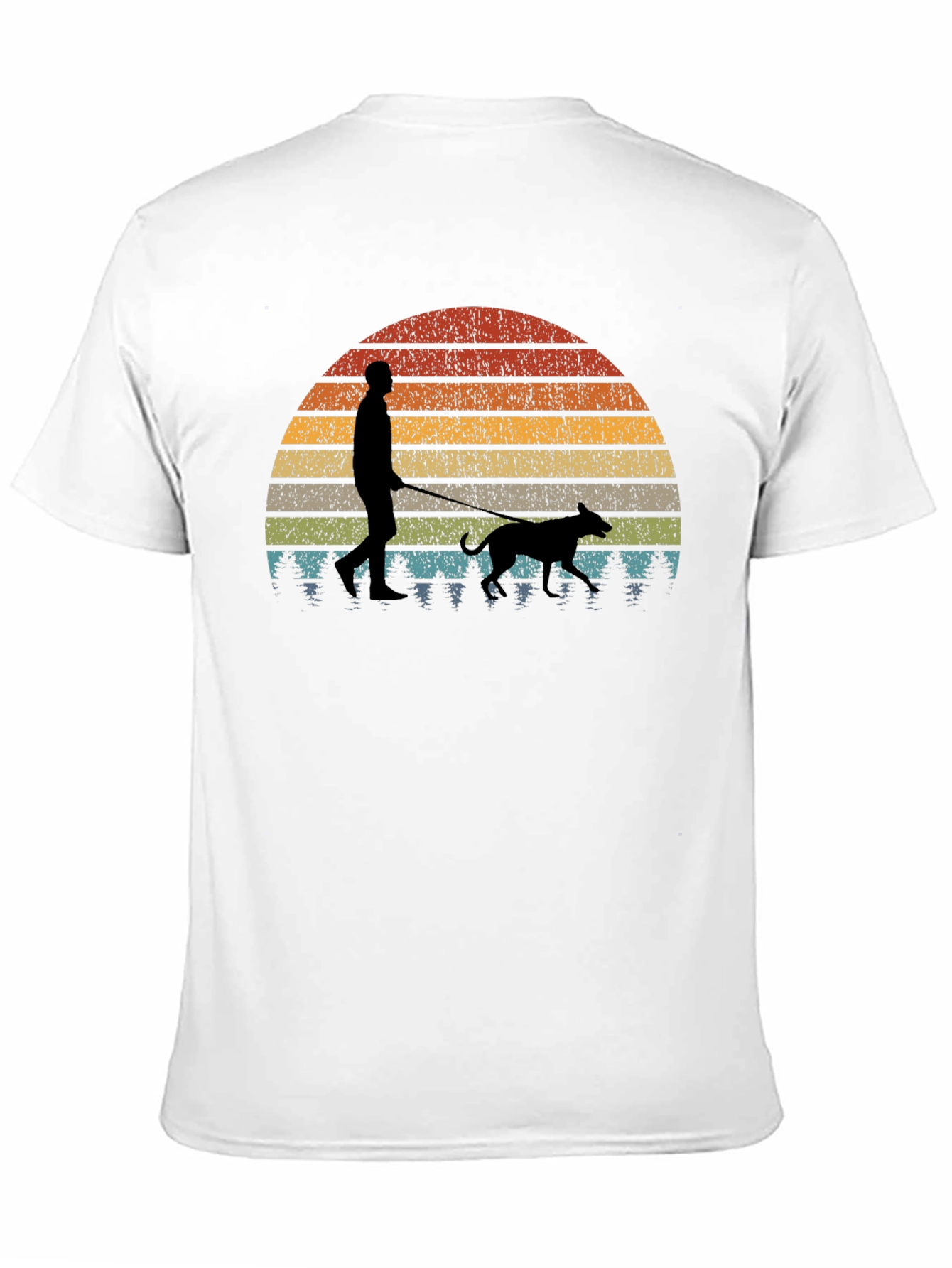 Retro Sunset Dog Walk T-Shirt