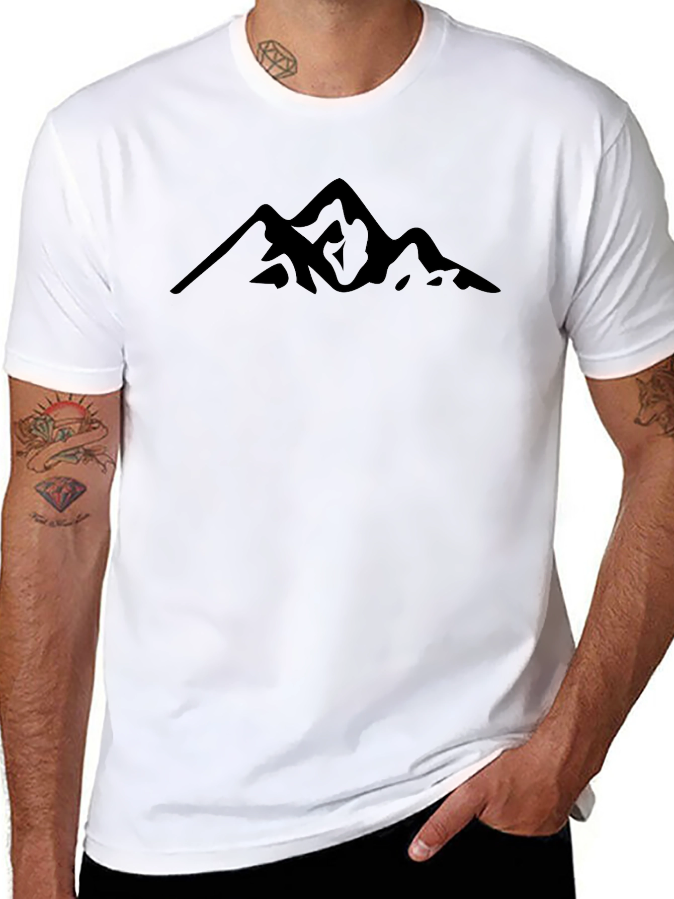 Minimalist Mountain Graphic Black T-Shirt