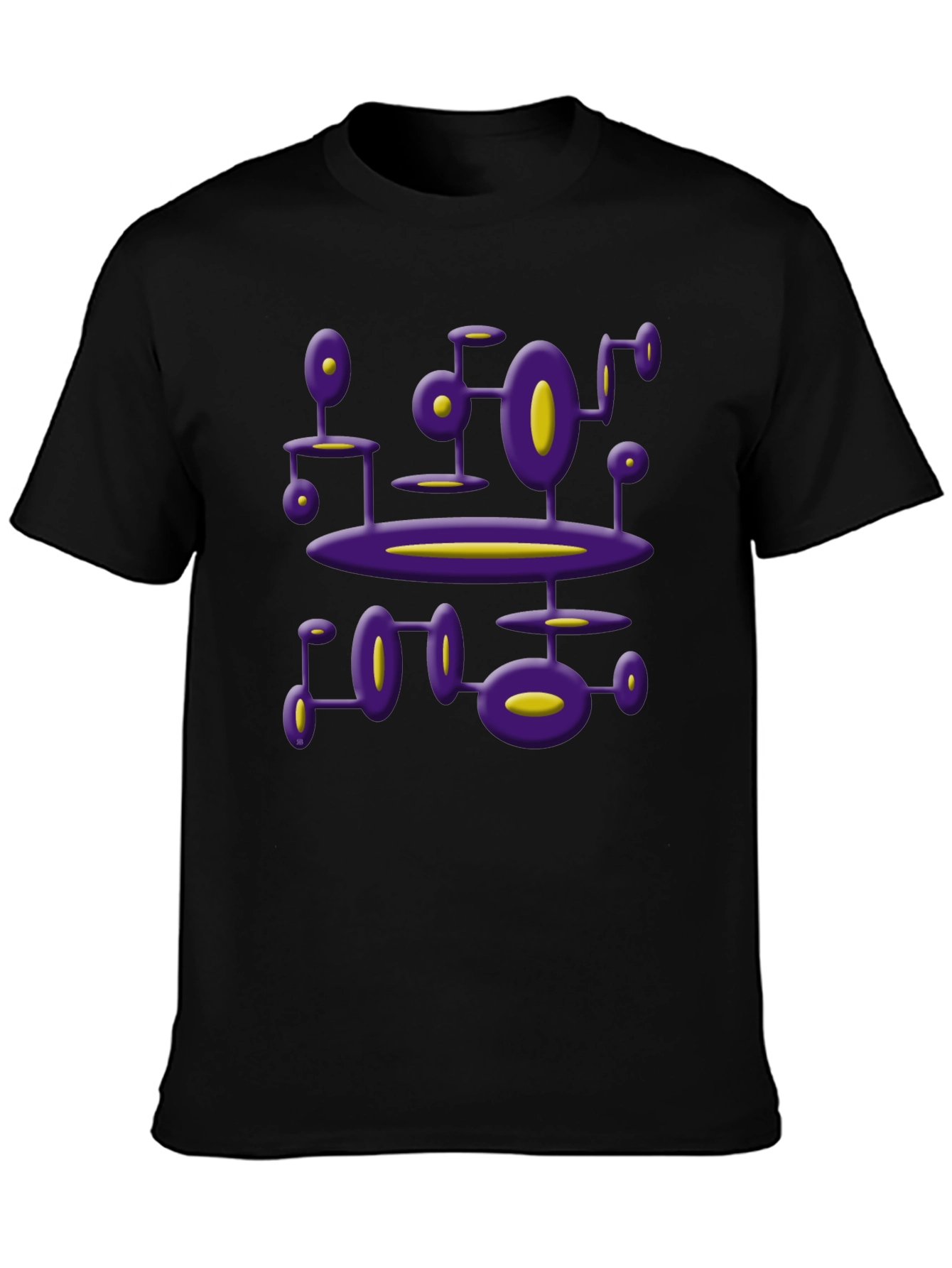 Abstract Purple Alien Structure Black T-Shirt