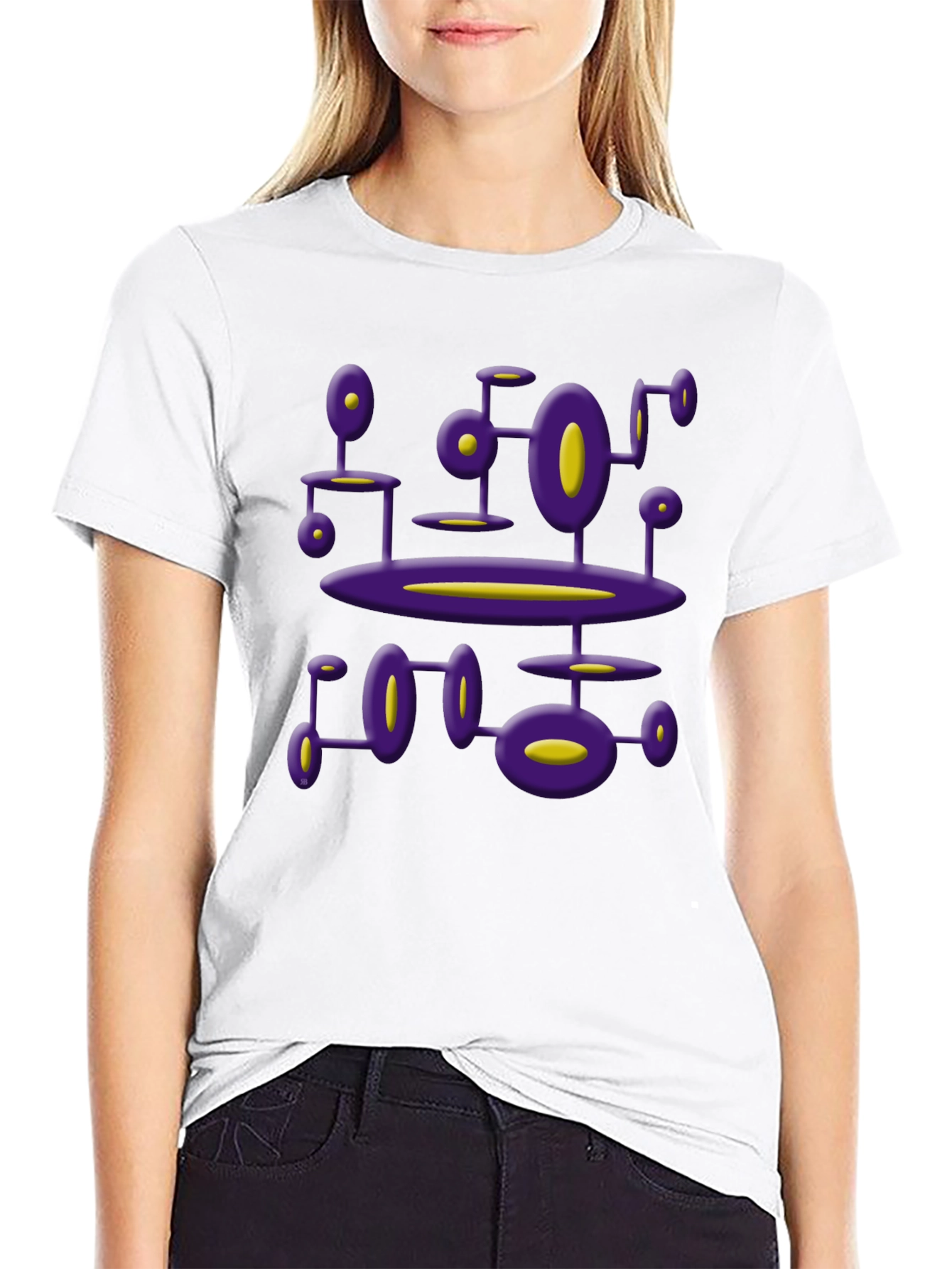Abstract Purple Alien Structure Black T-Shirt