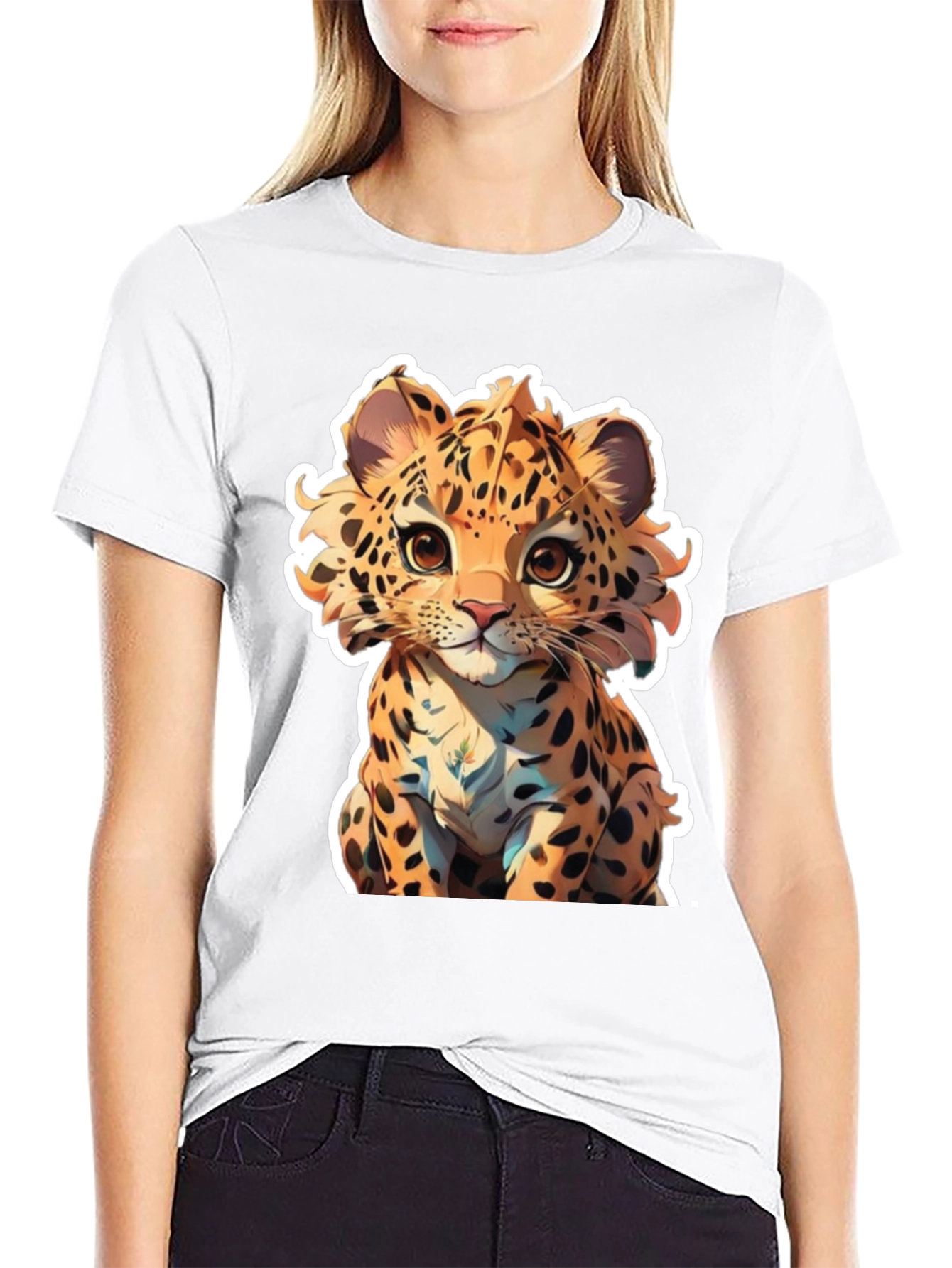 Cute Cartoon Leopard Graphic Tee