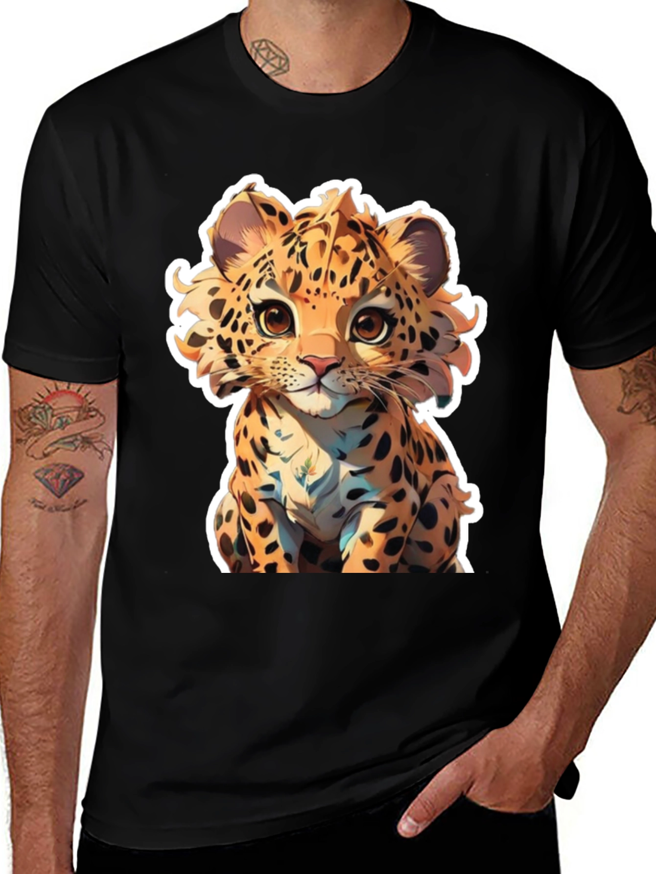 Cute Cartoon Leopard Graphic Tee