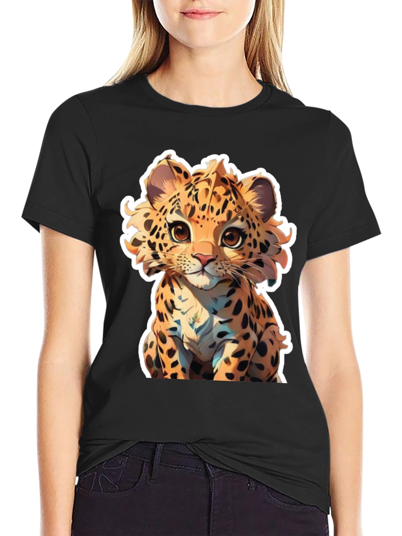 Cute Cartoon Leopard Graphic Tee