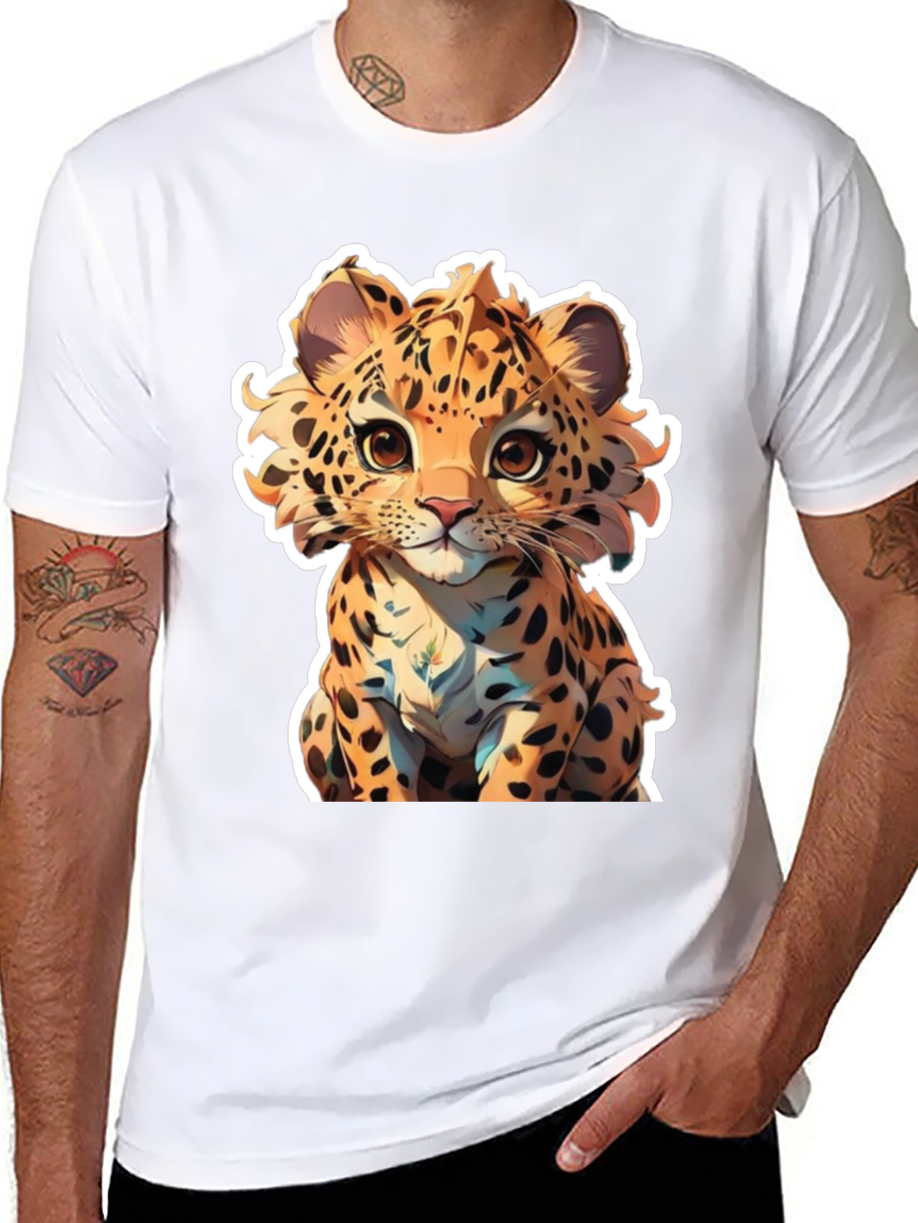 Cute Cartoon Leopard Graphic Tee