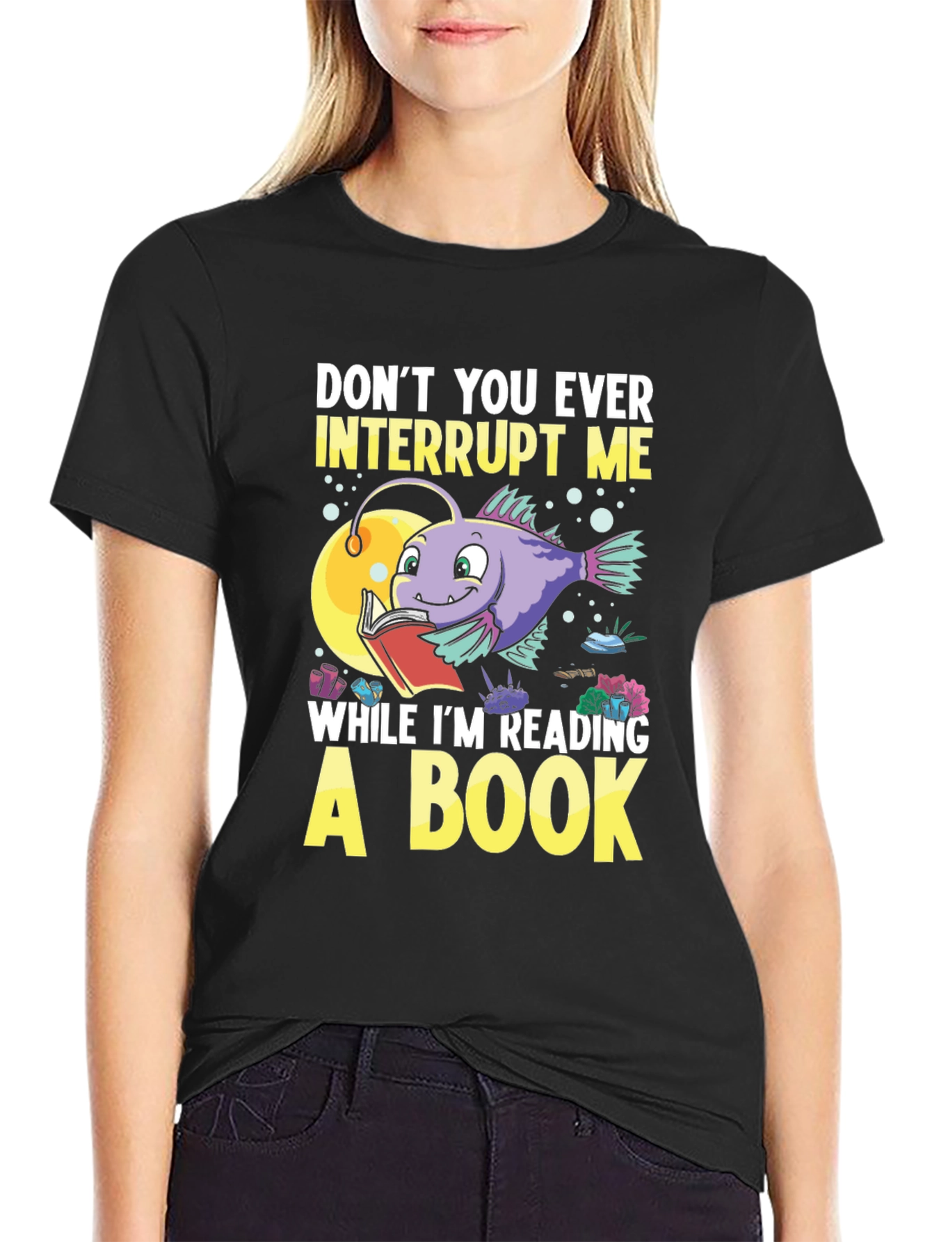Dont Interrupt Me Anglerfish Reading Book T-Shirt