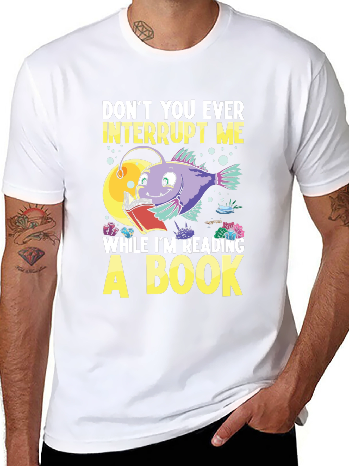 Dont Interrupt Me Anglerfish Reading Book T-Shirt