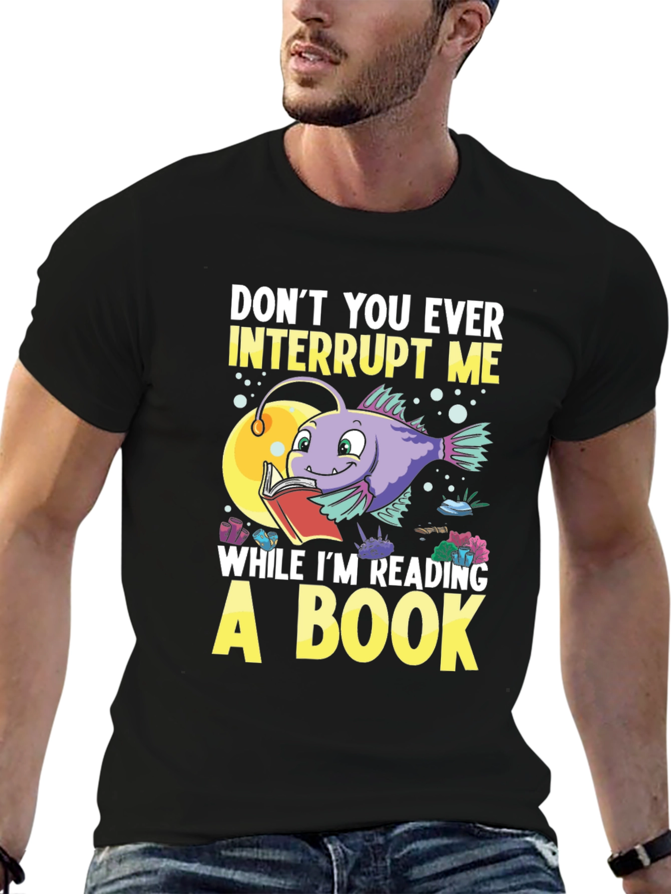 Dont Interrupt Me Anglerfish Reading Book T-Shirt
