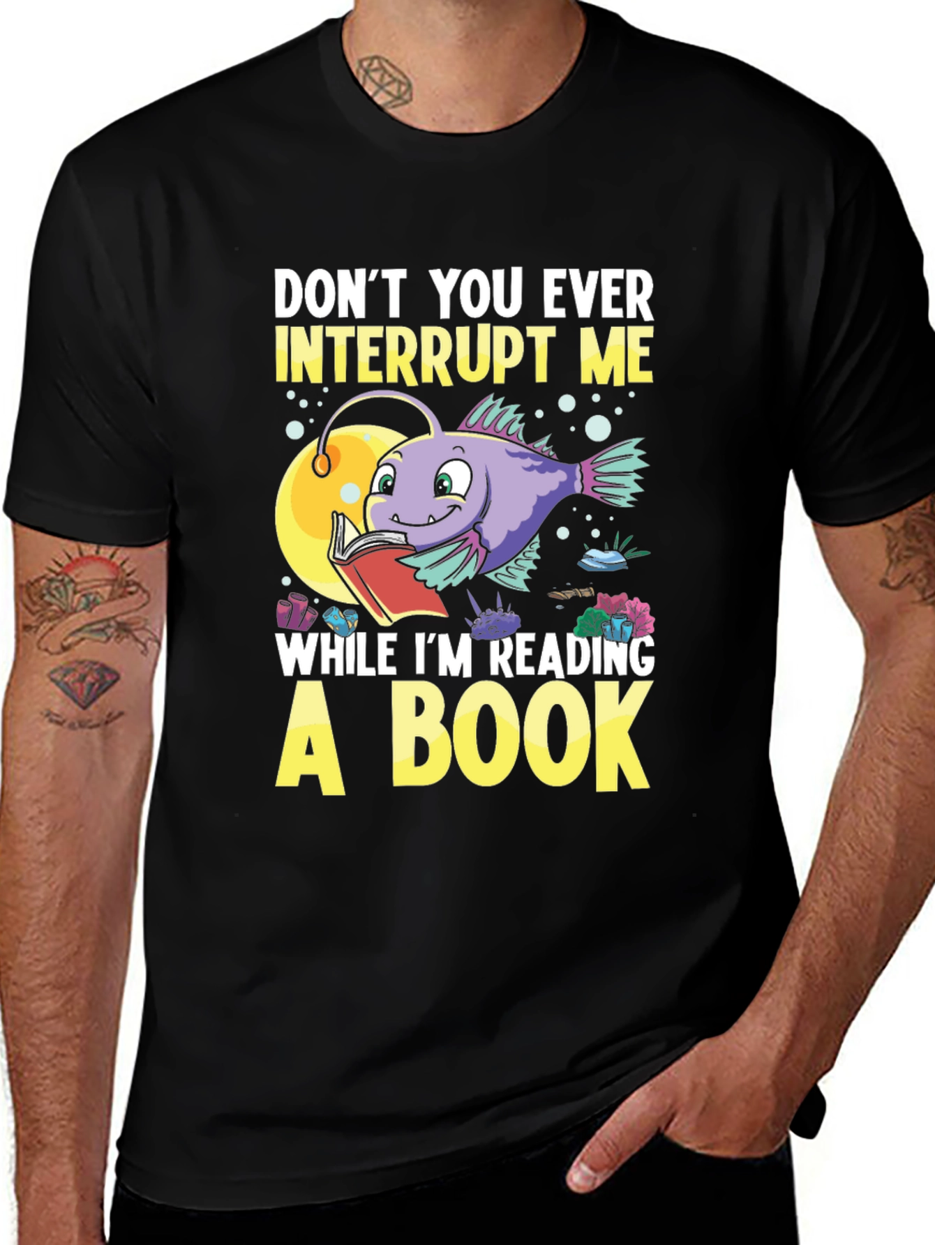 Dont Interrupt Me Anglerfish Reading Book T-Shirt