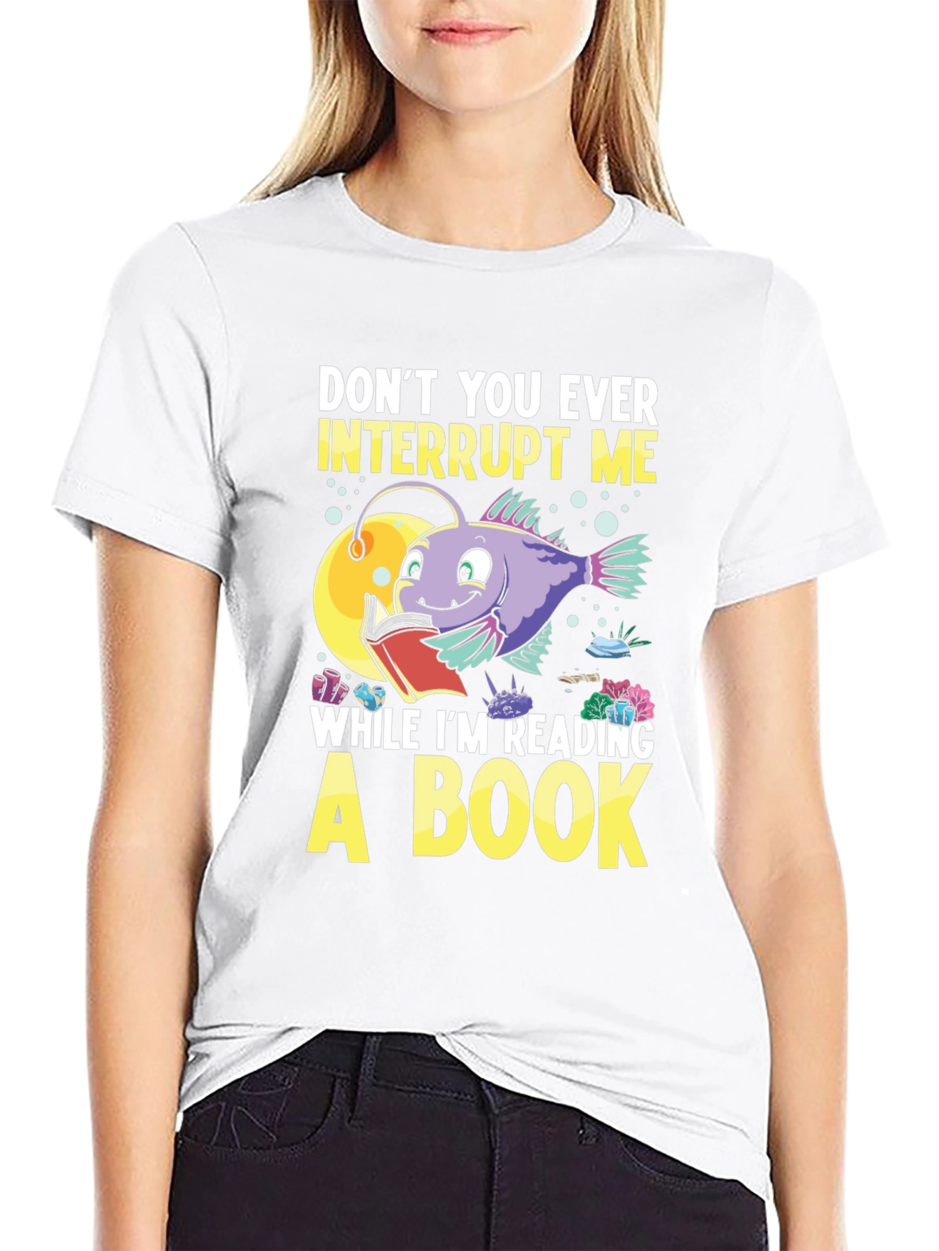 Dont Interrupt Me Anglerfish Reading Book T-Shirt