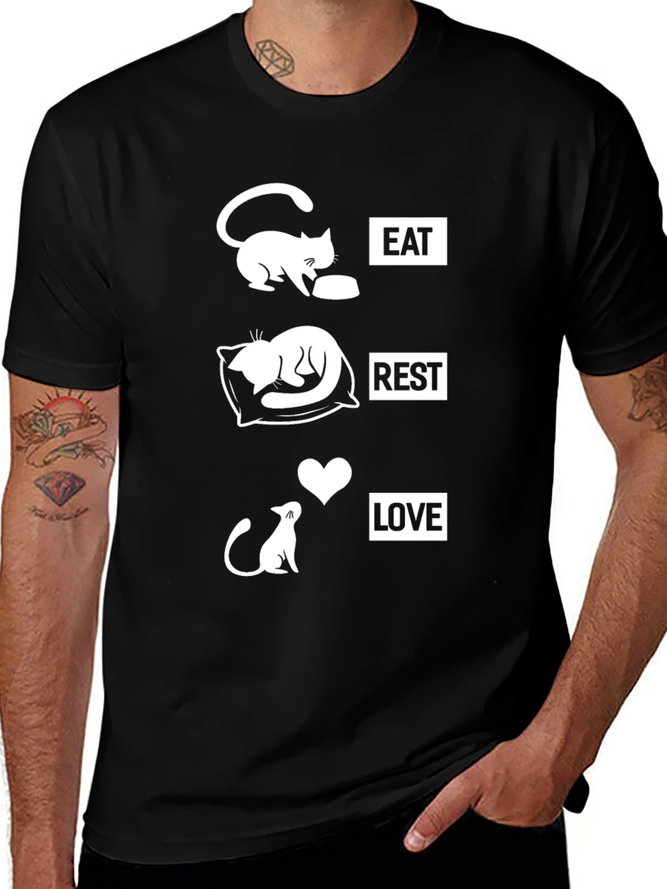 Eat Rest Love Cat Graphic Tee