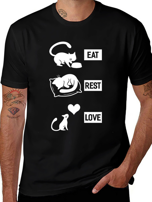 Eat Rest Love Cat Graphic Tee