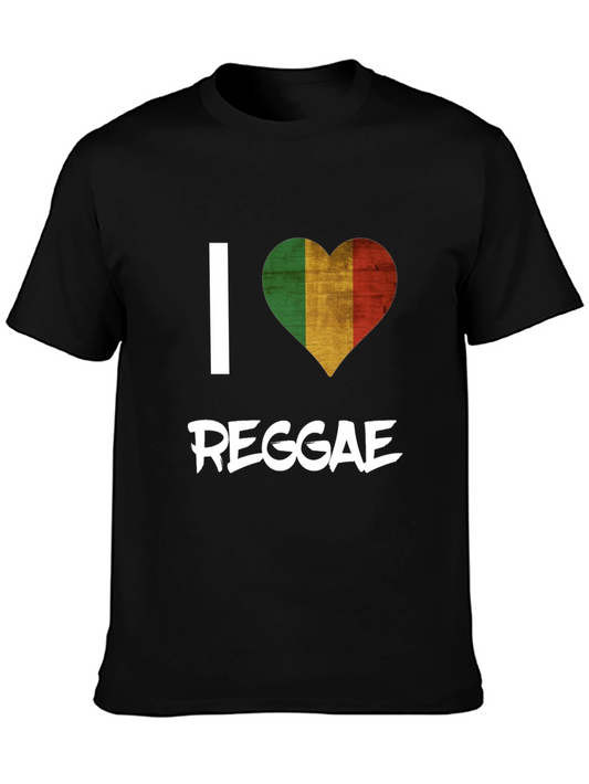 I Love Reggae T-Shirt - Rasta Colors Heart Design