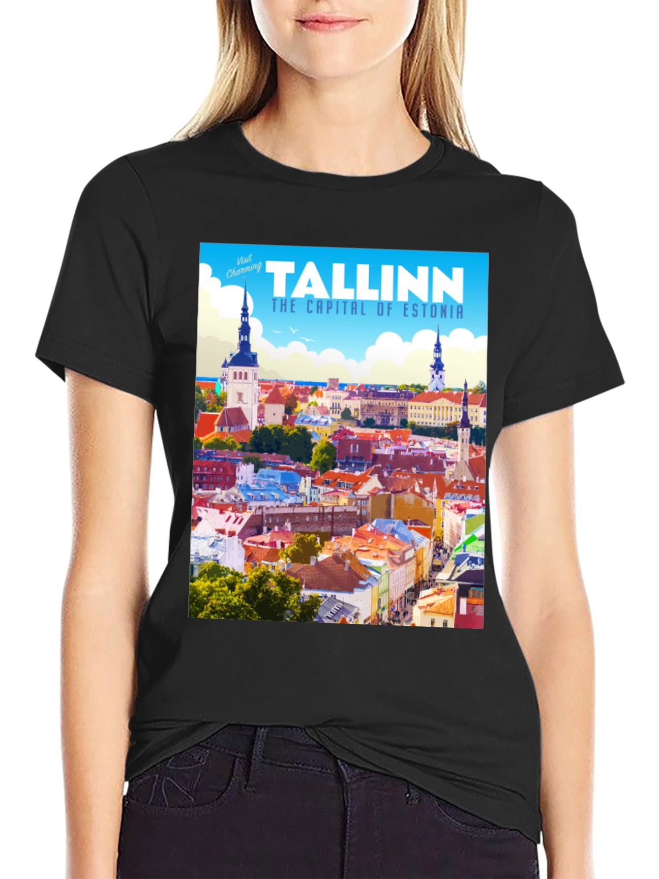 Tallinn Estonia Travel T-Shirt - Black